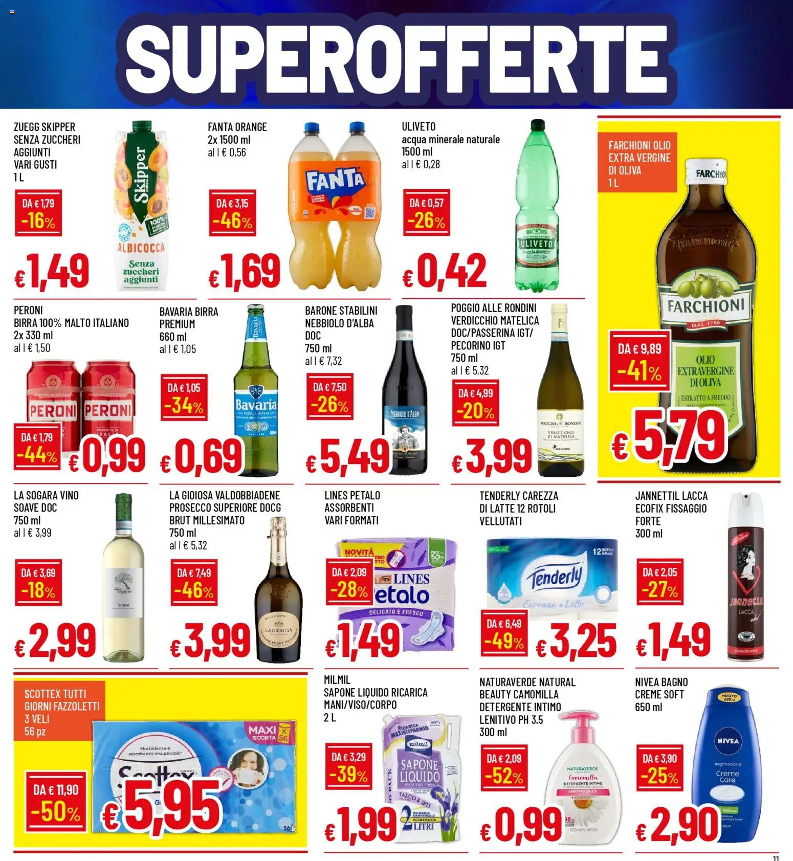 Volantino Galassia del 24.11.2025 | Pagina: 11 | Prodotti: Fazzoletti, Talco, Vino, Bagno