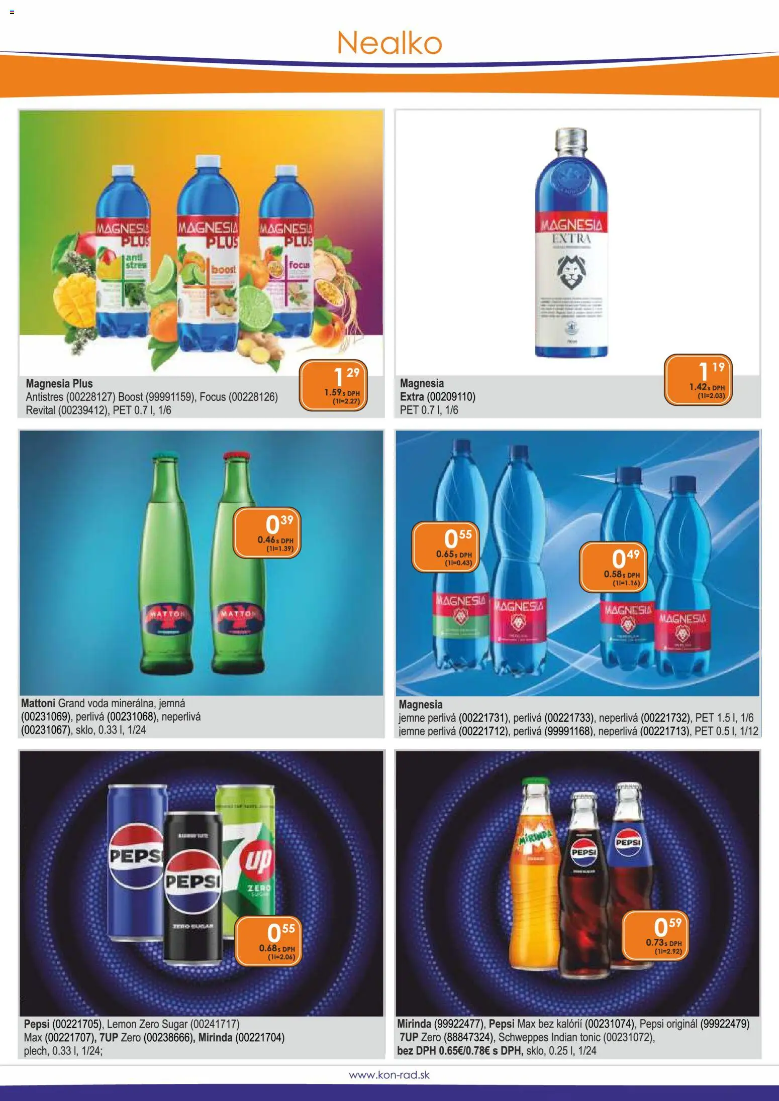 Nové KON - RAD akcie – leták je platný od 01.03.2026 | Strana: 24 | Produkty: Magnesia, Mattoni, Voda, Pepsi
