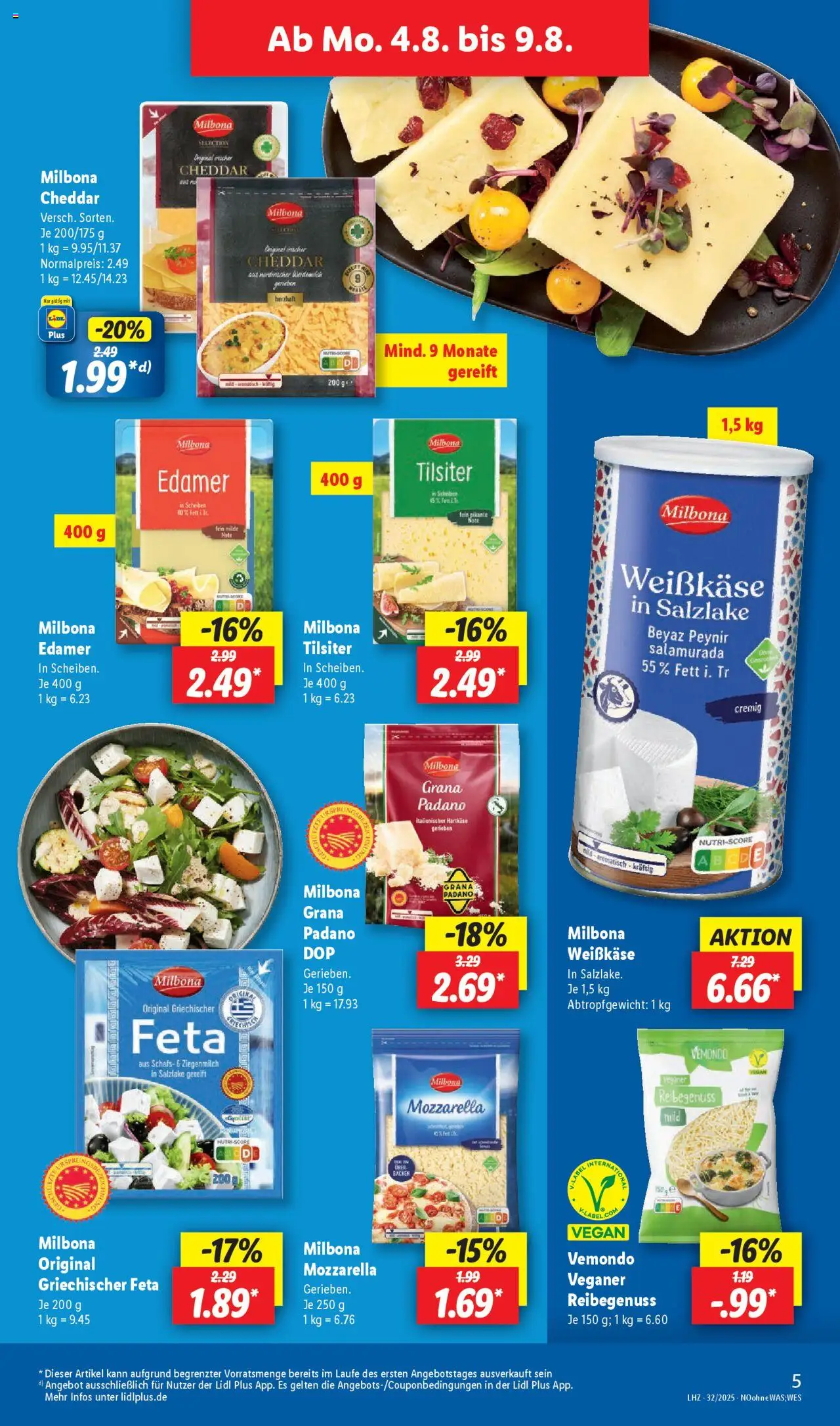 Lidl Prospekt Oldenburg - gültig ab dem 04.08.2025 | Seite: 7 | Produkte: Feta, Mozzarella, Edamer