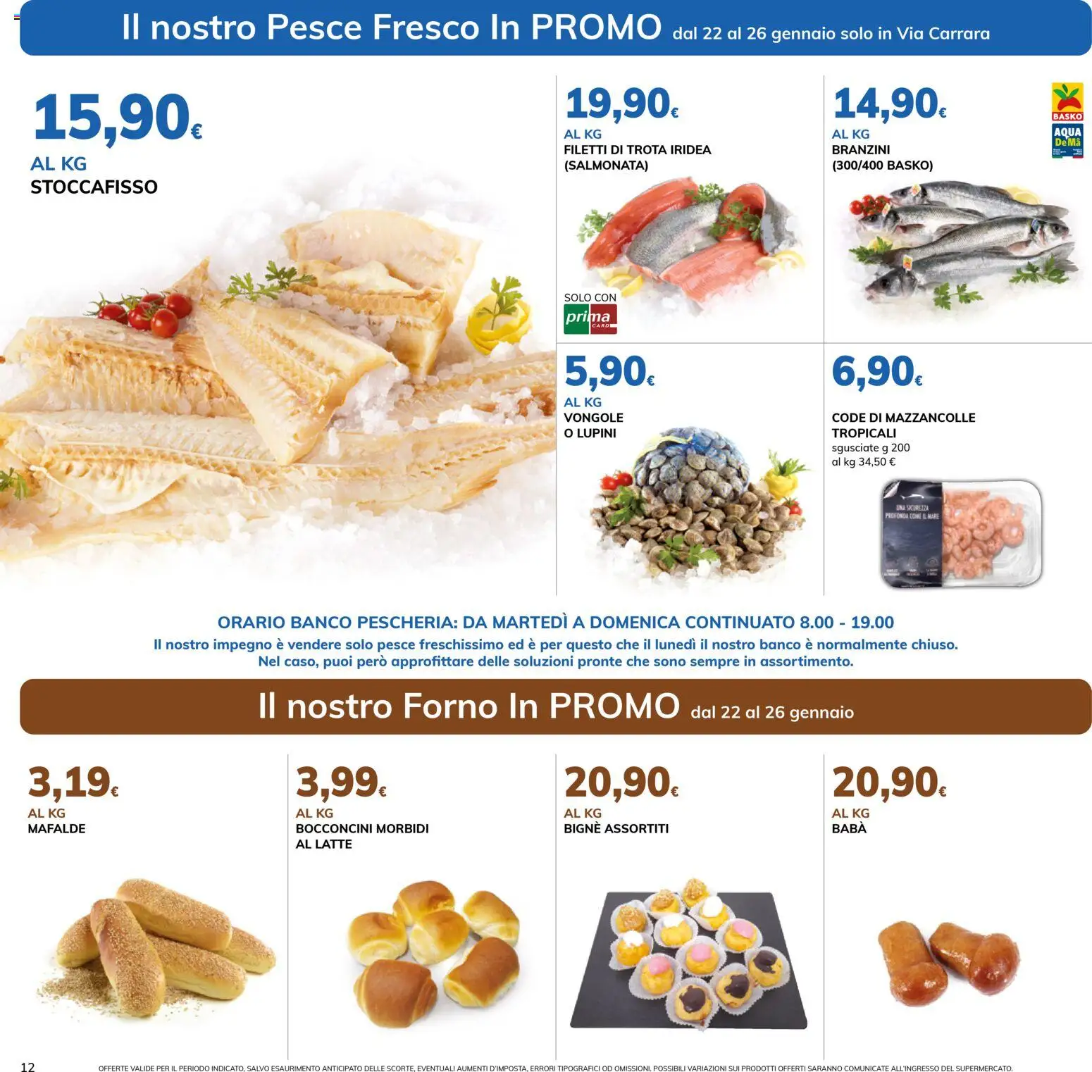Volantino Basko del 22.01.2026 | Pagina: 12 | Prodotti: Lupini, Mazzancolle, Trota, Latte