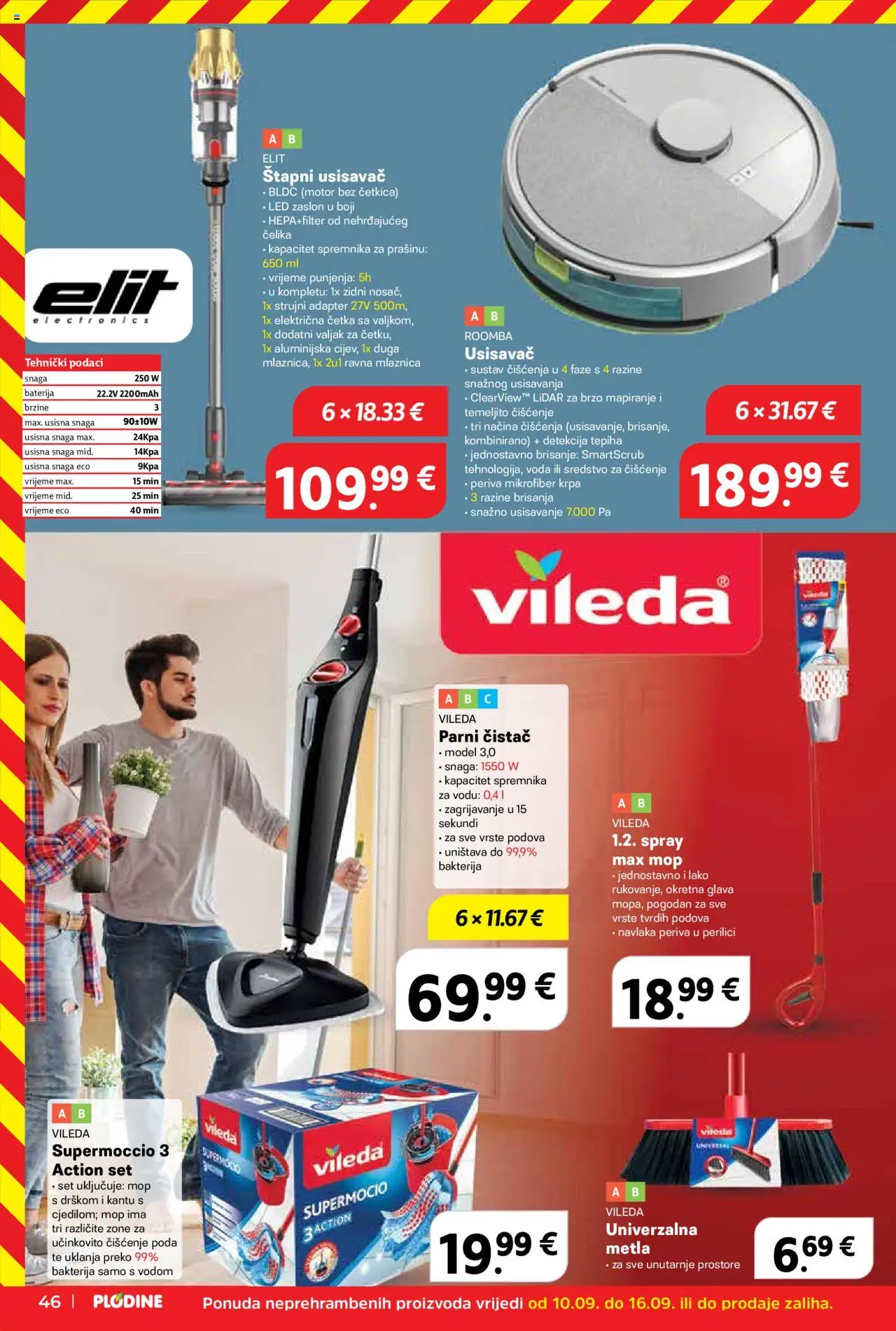 Plodine katalog | vrijedi od 10.09.2025 | Stranica: 46 | Proizvodi: Baterija, Četka, Adapter, Parni čistač
