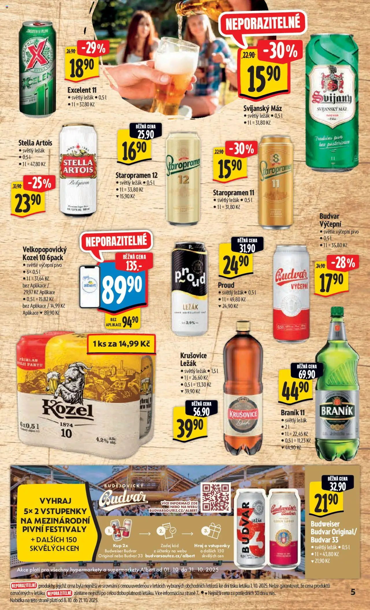 Albert leták - Hypermarket od 08.10.2025 | Strana: 10 | Produkty: Kozel 10, Staropramen 11, Krušovice, Braník 11