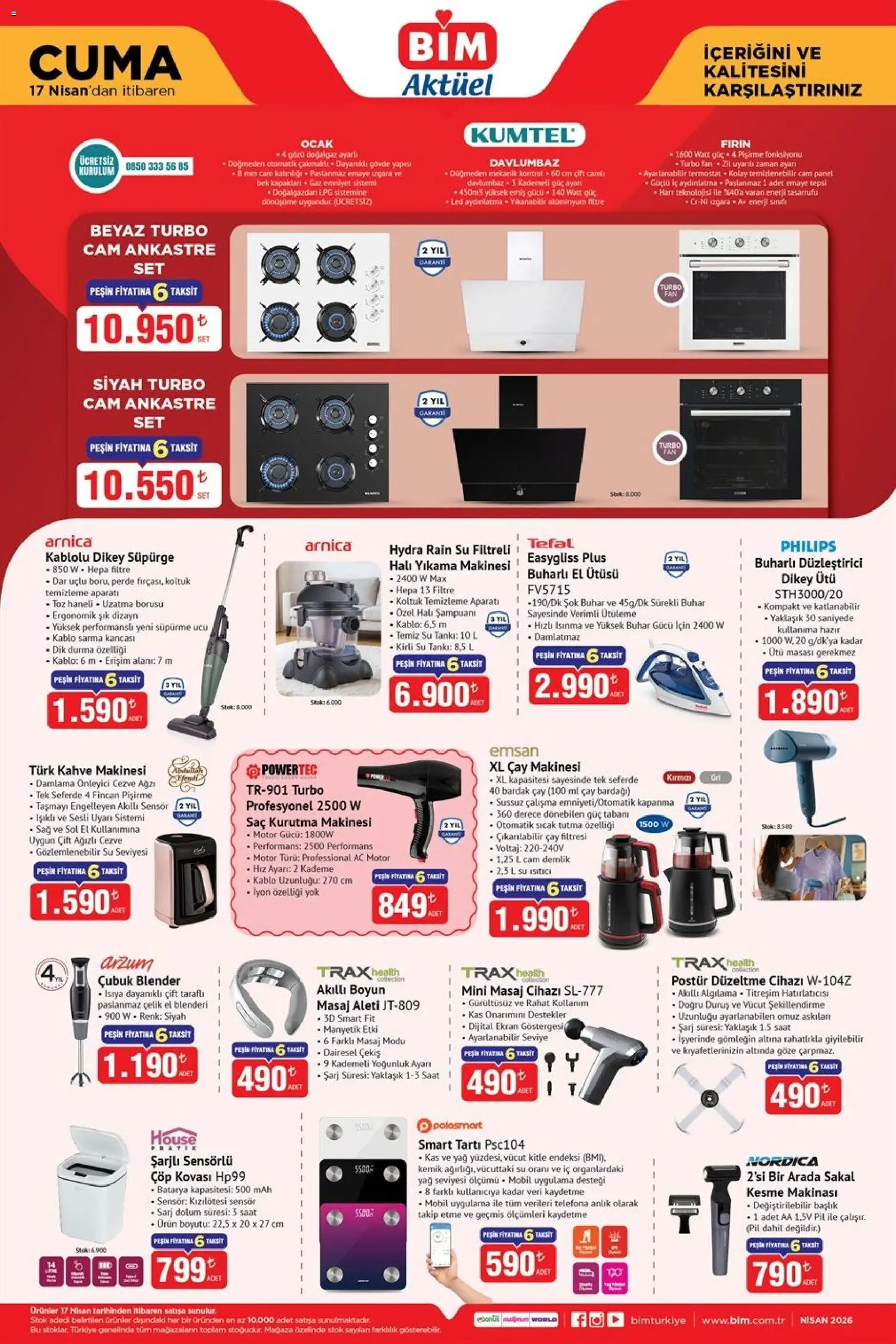 BİM - Katalog Cuma - 17.04.2026 tarihinden itibaren geçerlidir | Sayfa: 2 | Ürünler: Saat, Perde, Kablo, Ocak