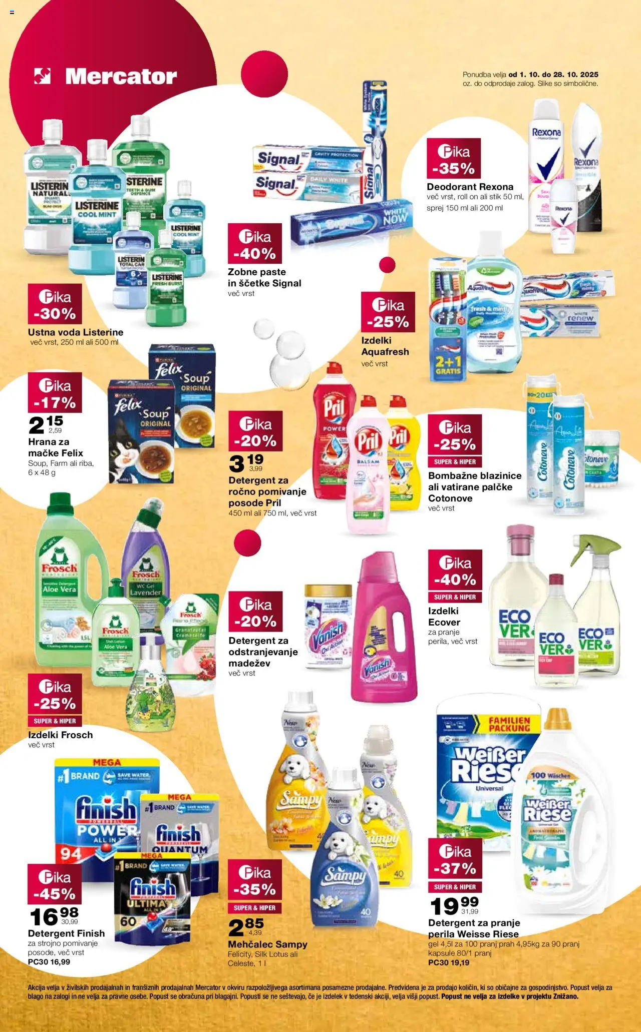 Novi Mercator katalog ponudbe – veljaven od 07.10.2025 | Stran: 4 | Izdelki: Hrana za mačke, Mehčalec, Deodorant, Detergent