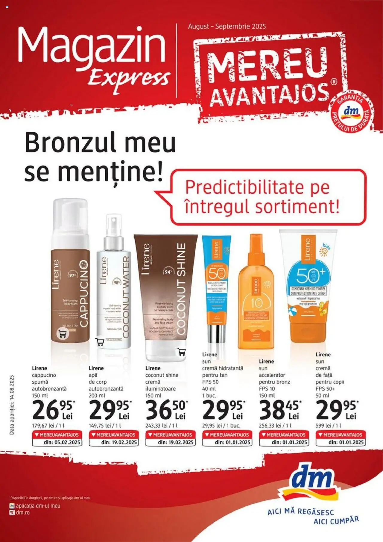 DM drogeriemarkt catalog - Express – valabil de la 14.08.2025 | Pagină: 1 | Produse: Body, Arapsaçı, Cremă, Apă