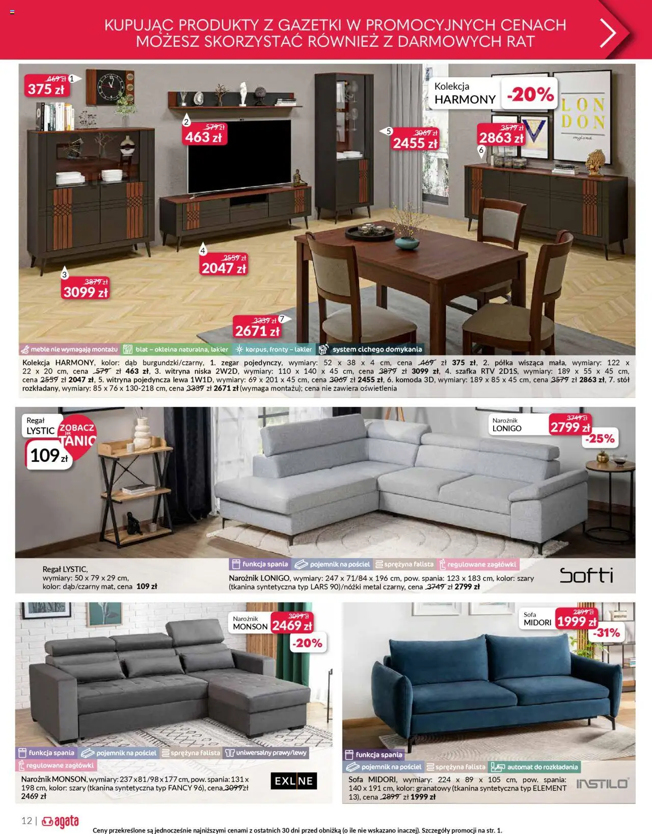 Salony Agata Gazetka od 11.08.2025 | Strona: 12 | Produkty: Komoda, Sofa, Witryna, Regał