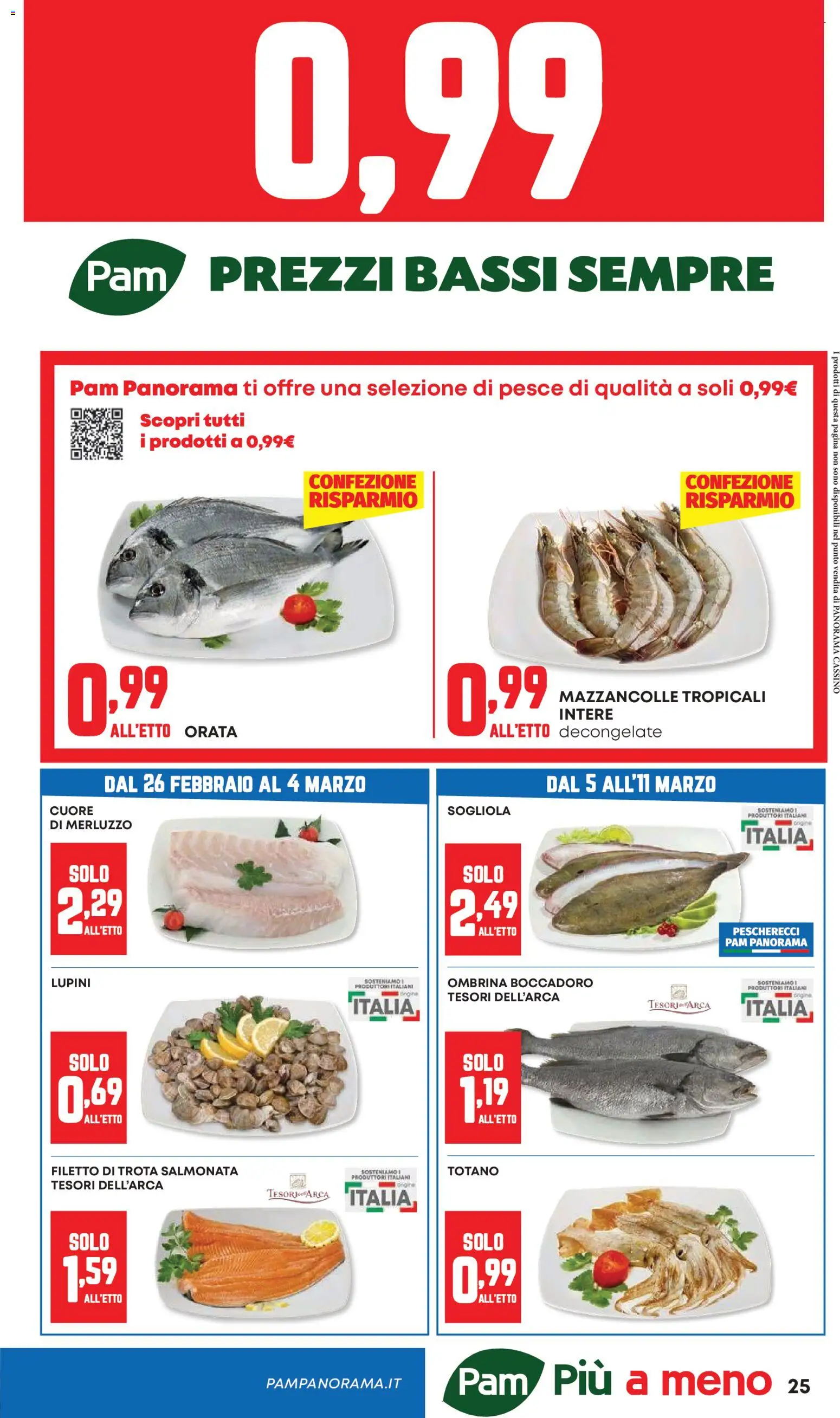 Volantino Panorama del 26.02.2026 | Pagina: 25 | Prodotti: Lupini, Merluzzo, Mazzancolle, Orata