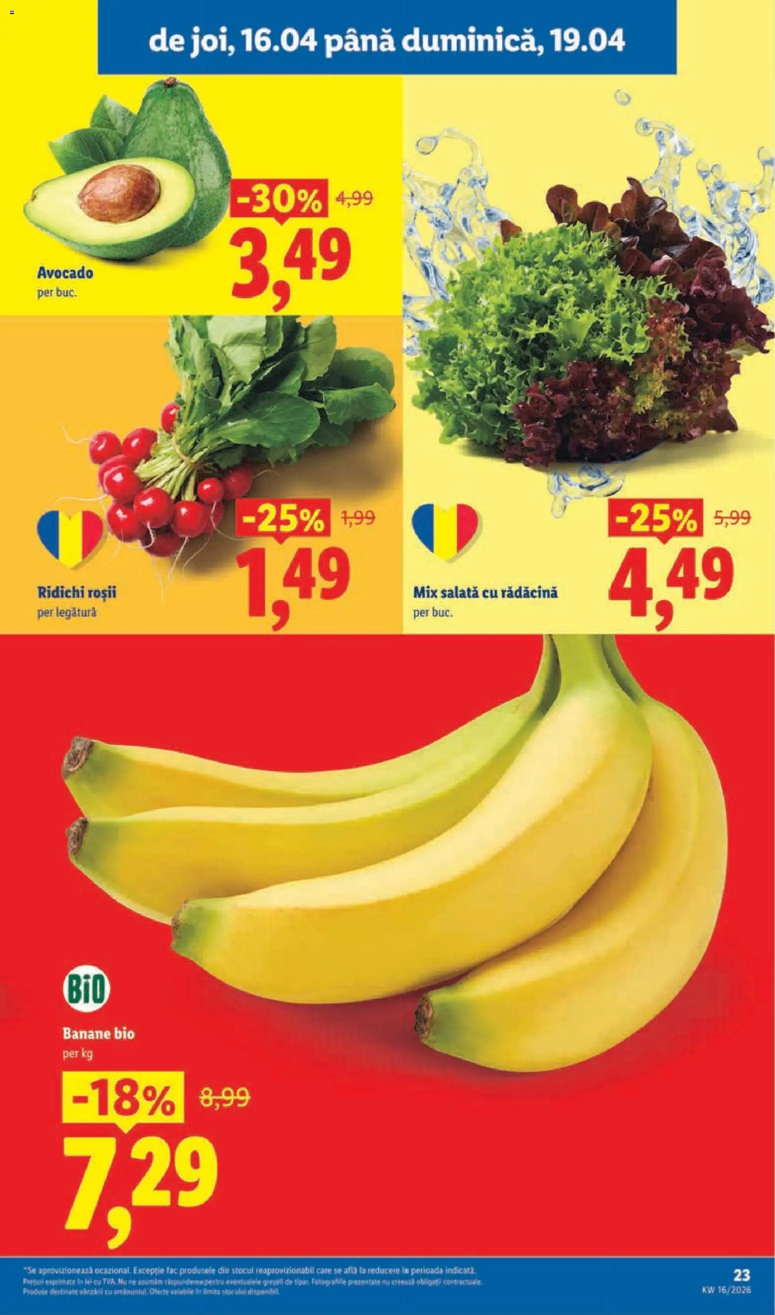 Noul catalog Lidl – valabil de la 14.04.2026 | Pagină: 23 | Produse: Şerit ödül, Roșii, Banane, Avocado