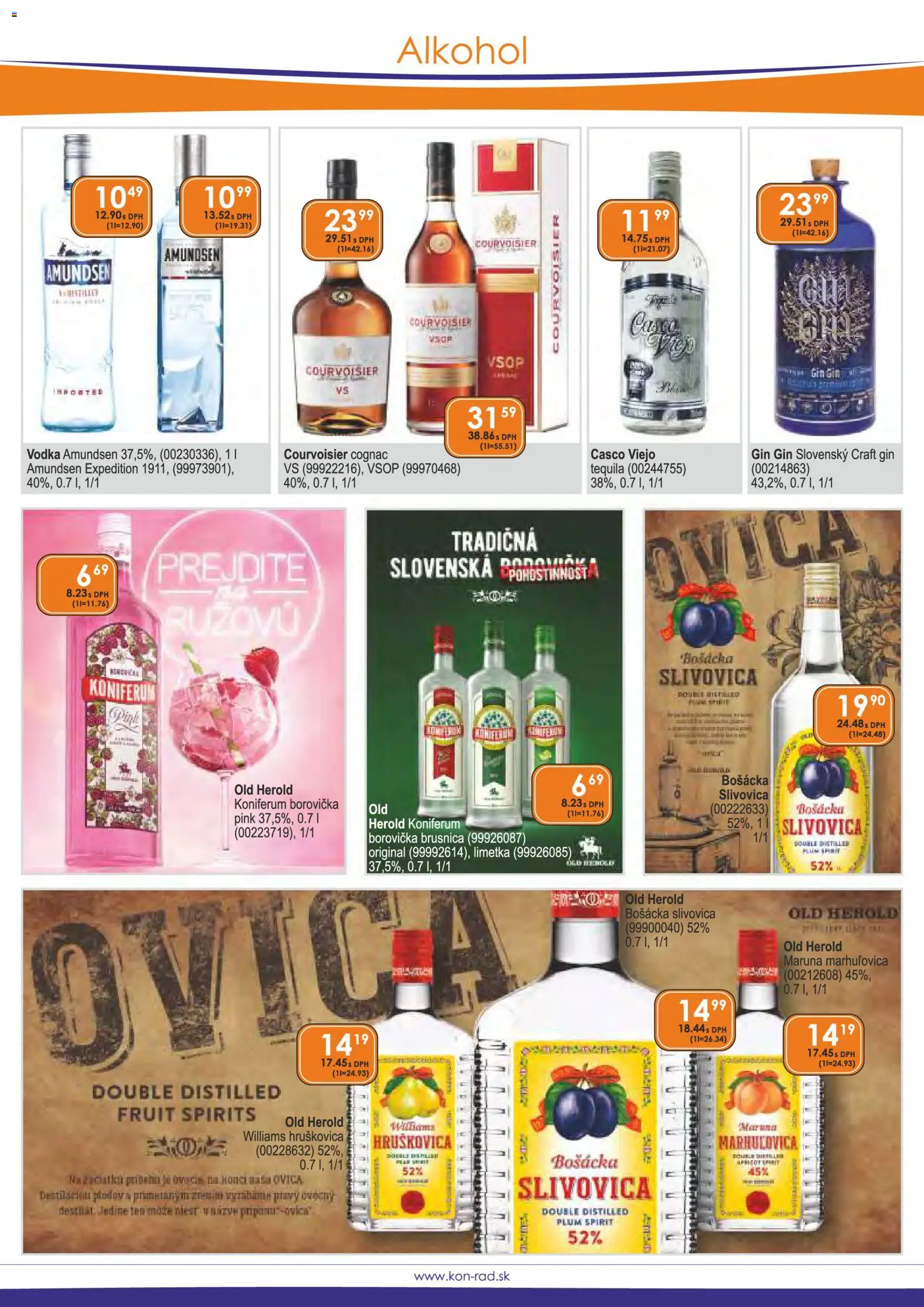 Nové KON - RAD akcie – leták je platný od 01.11.2025 | Strana: 18 | Produkty: Borovička, Gin, Vodka, Med