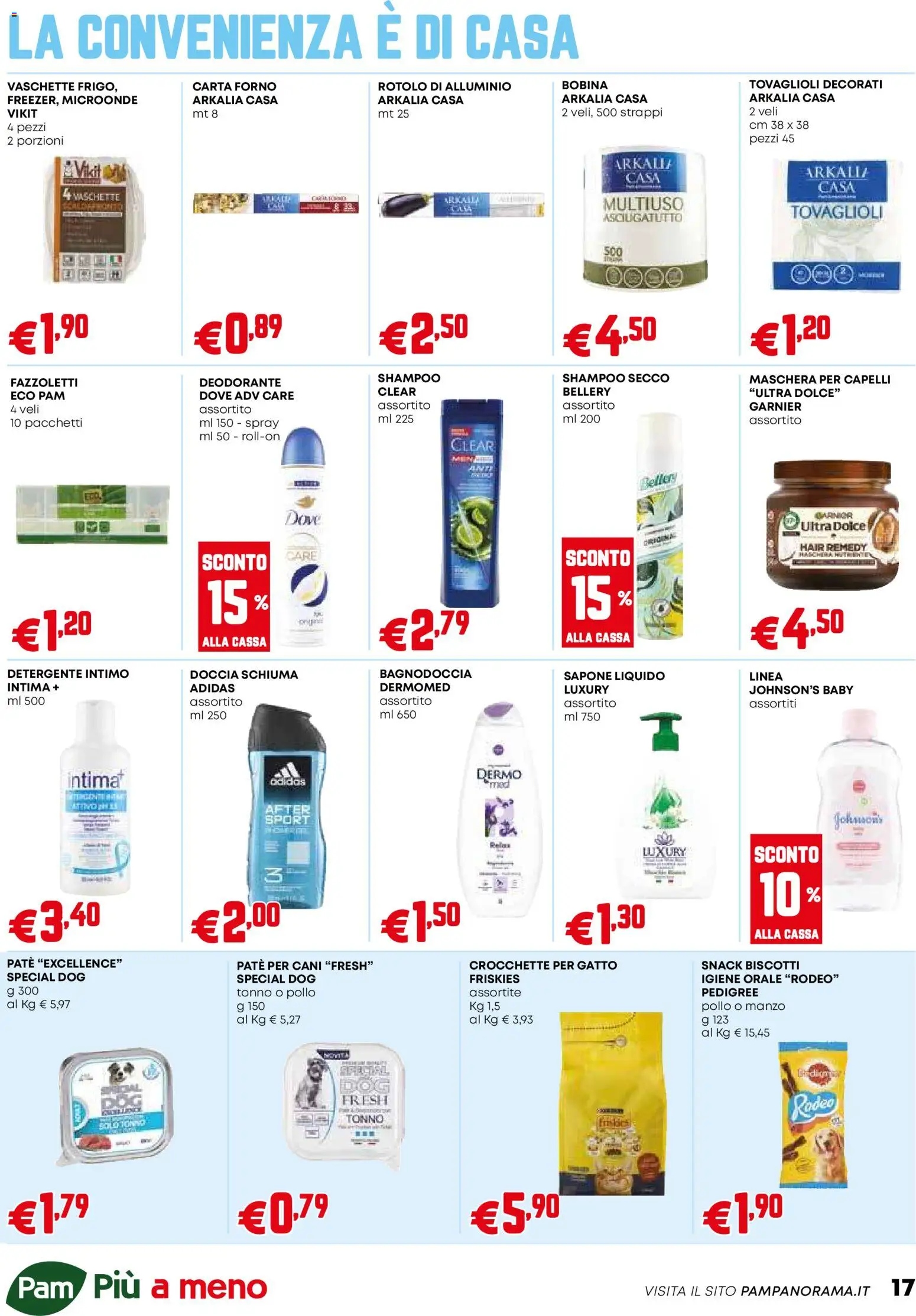 Volantino PAM del 29.01.2026 | Pagina: 17 | Prodotti: Detergente, Biscotti, Doccia, Vaschette