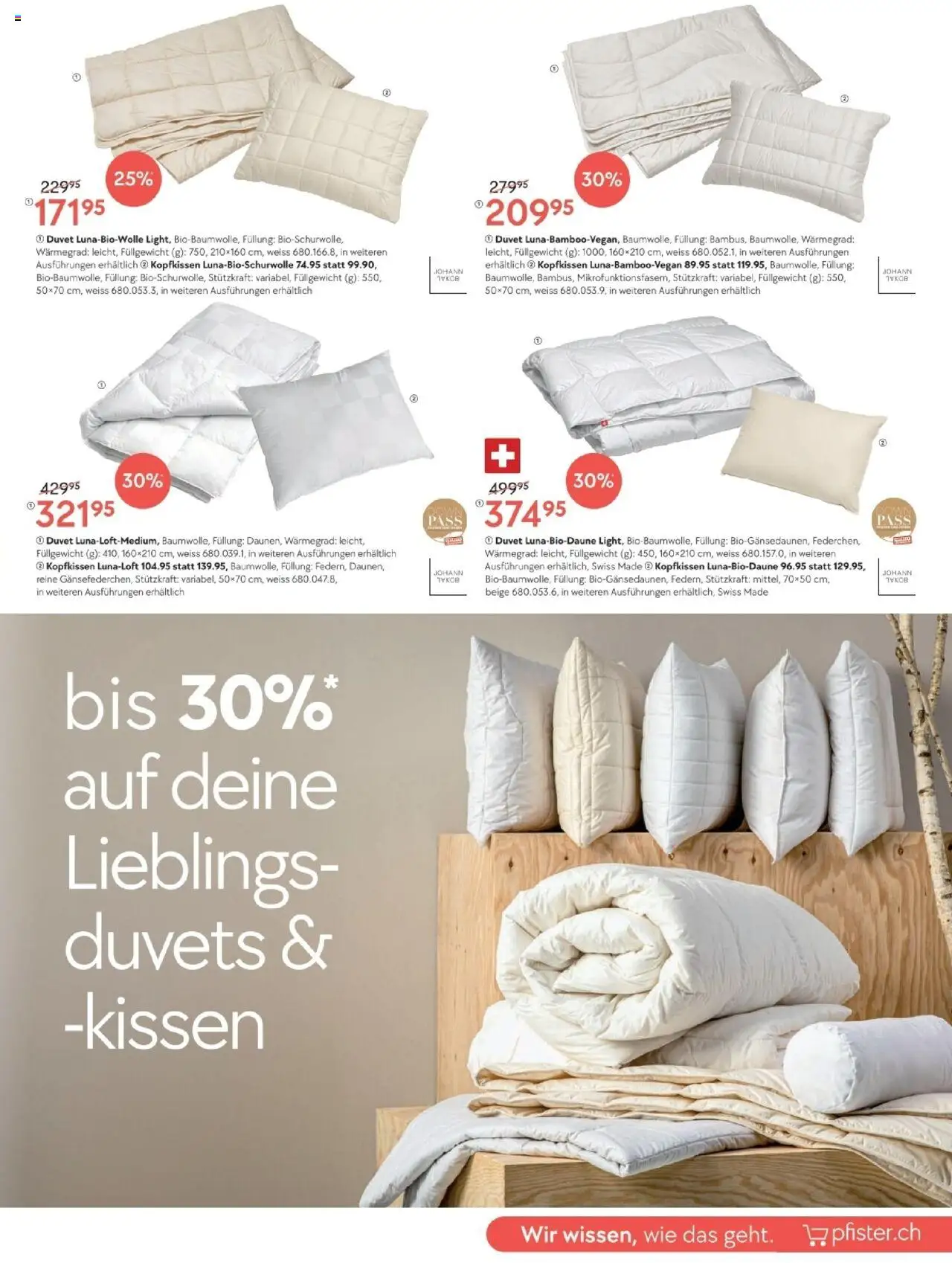 Pfister Aktionen – gültig ab 09.09.2025 | Seite: 11 | Produkte: Kissen, Kopfkissen