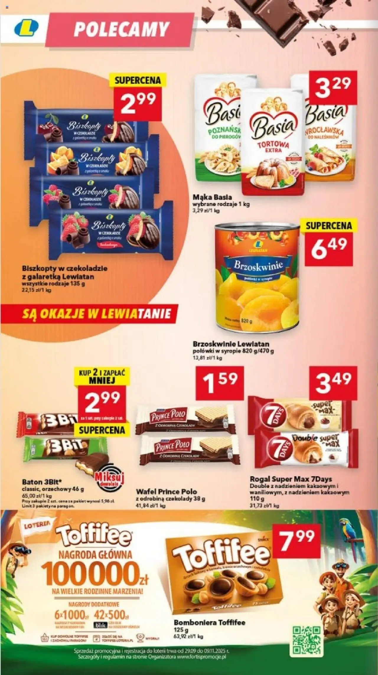 Lewiatan gazetka - Bydgoszcz od 23.10.2025 | Strona: 8 | Produkty: Czekolady, Galaretka, Baton, Brzoskwinie