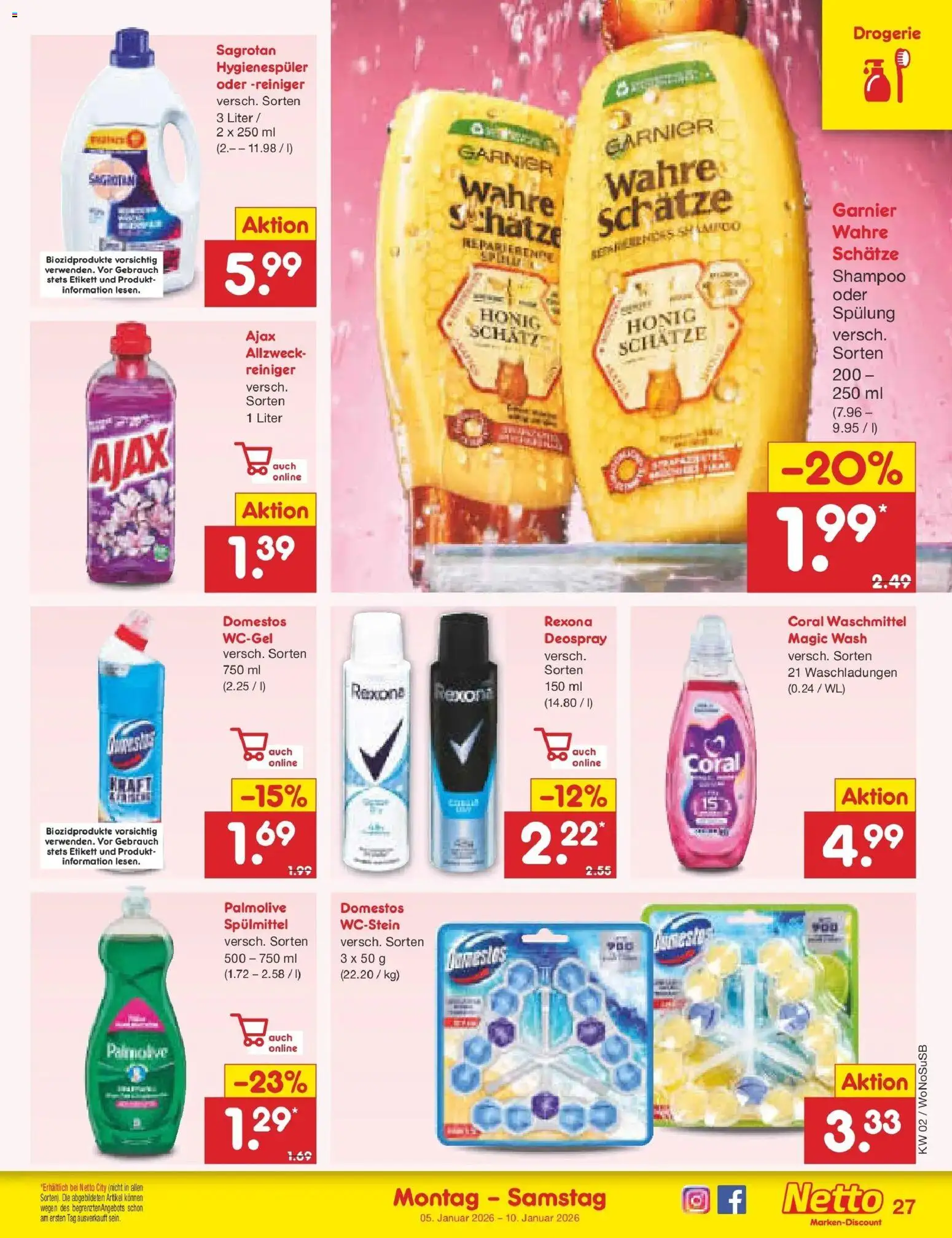 Netto Marken-Discount prospekt Rodgau	 – gültig ab 05.01.2026 | Seite: 27 | Produkte: Coral, Shampoo, Spülung, Deospray
