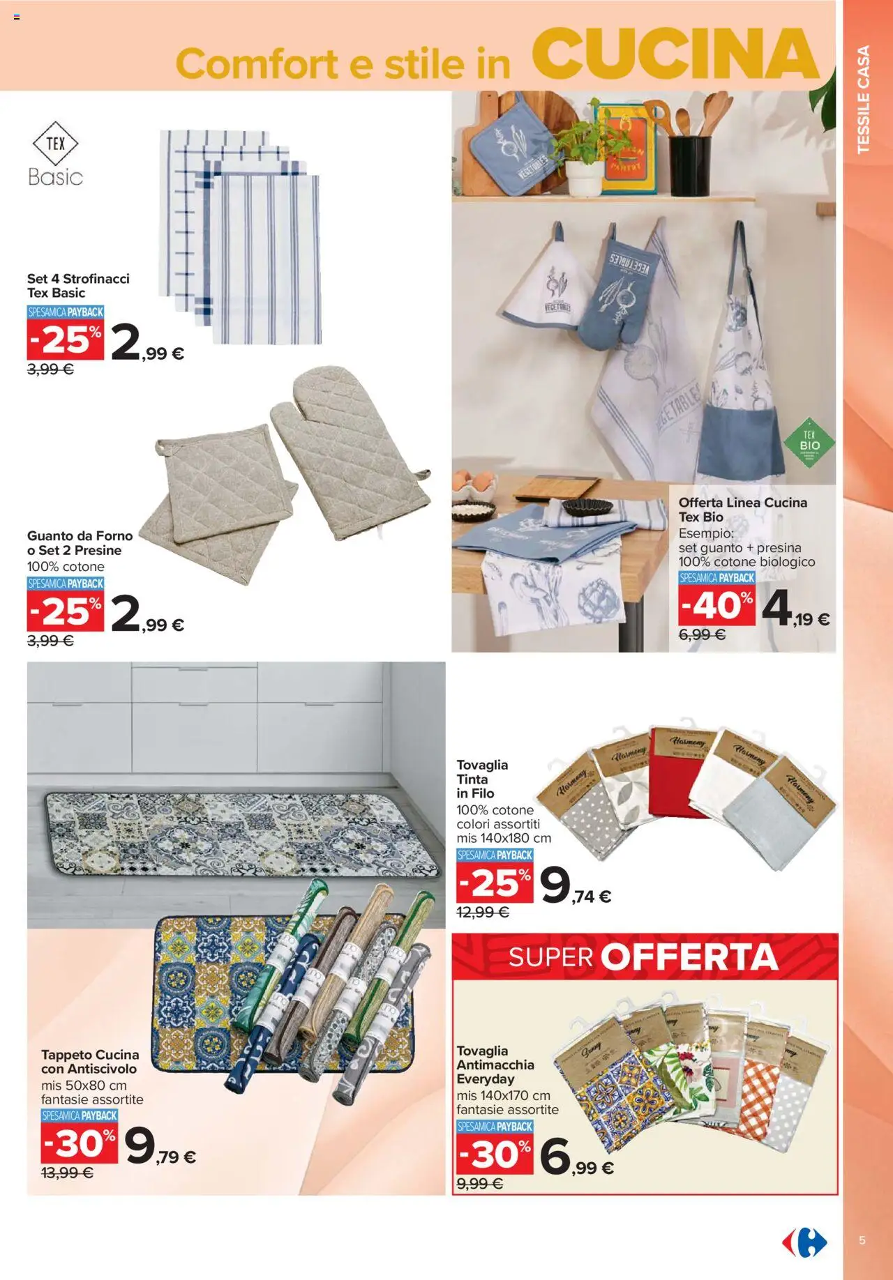 Volantino Carrefour del 01.09.2025 | Pagina: 5 | Prodotti: Forno, Tovaglia, Strofinacci, Tappeto