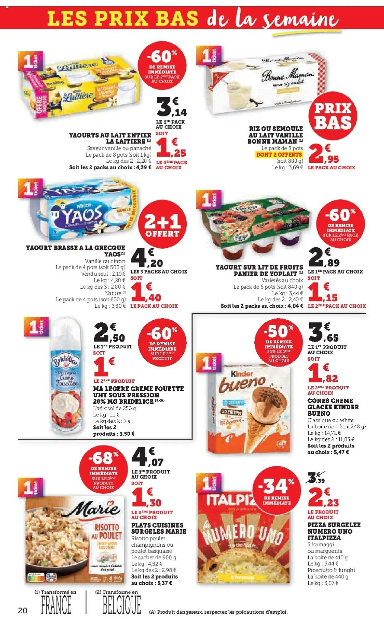 {H1} | Page: 20 | Produits: Pizza surgelée, Semoule, Crème fouettée, Crème