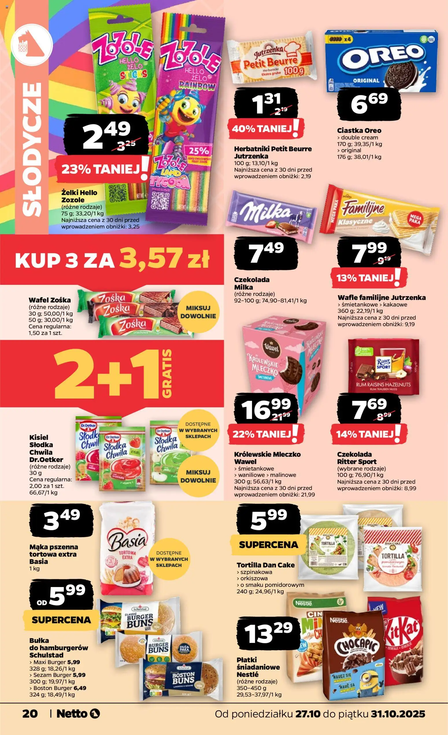 Netto gazetka - Spożywcza od 27.10.2025 | Strona: 20 | Produkty: Słodycze, Królewskie Mleczko, Bułka, Czekolada