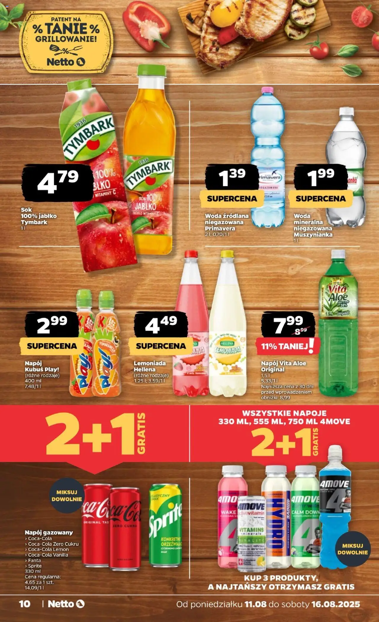 Netto gazetka - Spożywcza od 11.08.2025 | Strona: 10 | Produkty: Muszynianka, Sprite, Sok, Woda