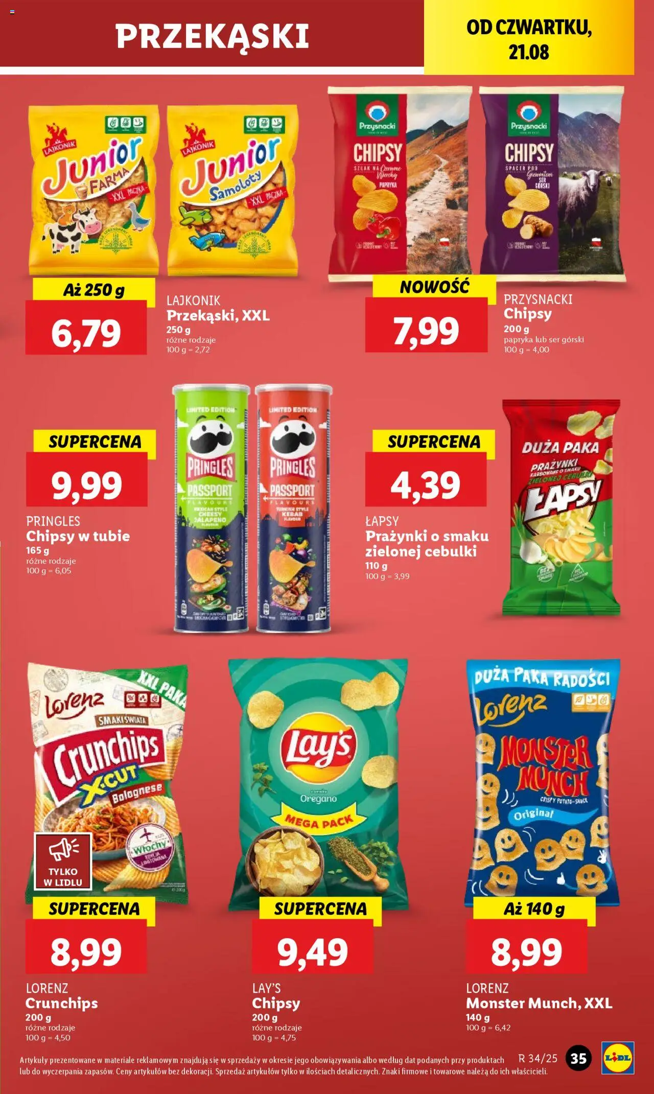 Lidl Gazetka od 21.08.2025 | Strona: 43 | Produkty: Chipsy, Papryka, Ser, Pringles