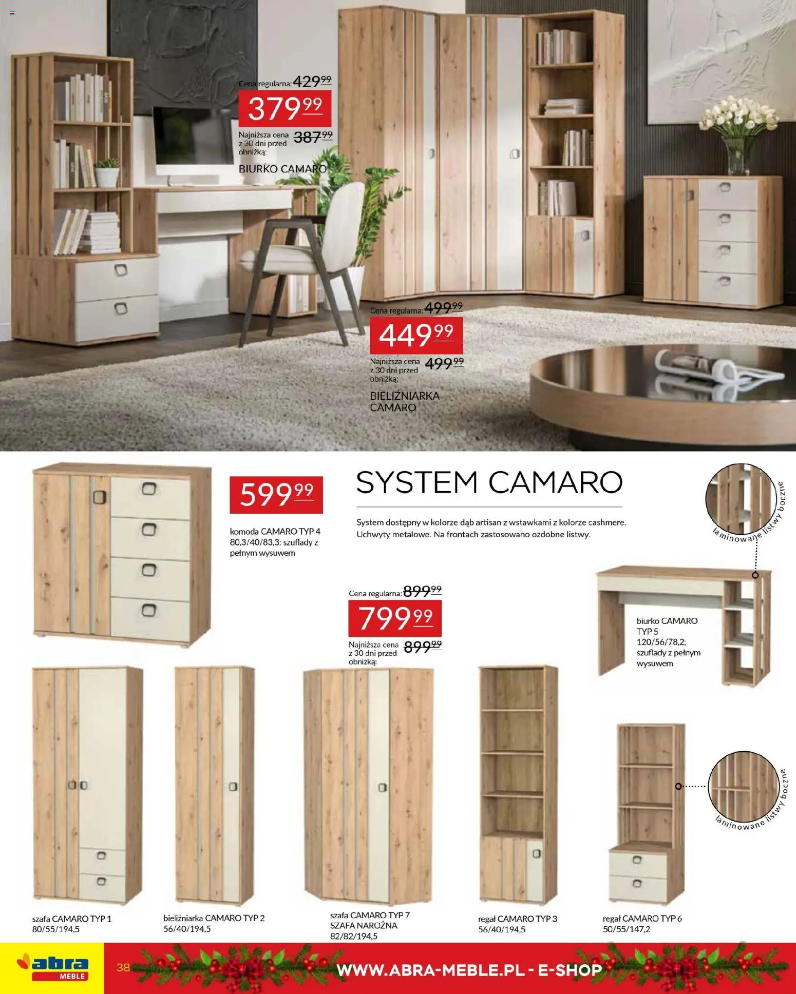 Abra meble Gazetka od 03.12.2025 | Strona: 38 | Produkty: Szafa, Komoda, Szafa Narożna, Regał