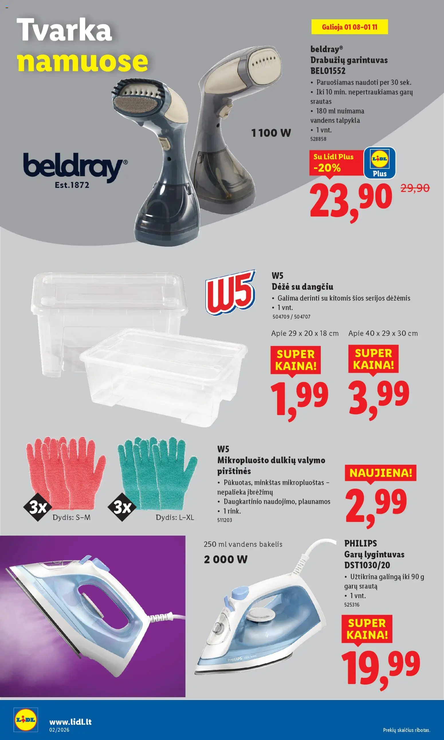 LIDL akcijos nuo 05.01.2026 | Puslapis: 24 | Prekių: Dėžė, Pirštines, Lygintuvas