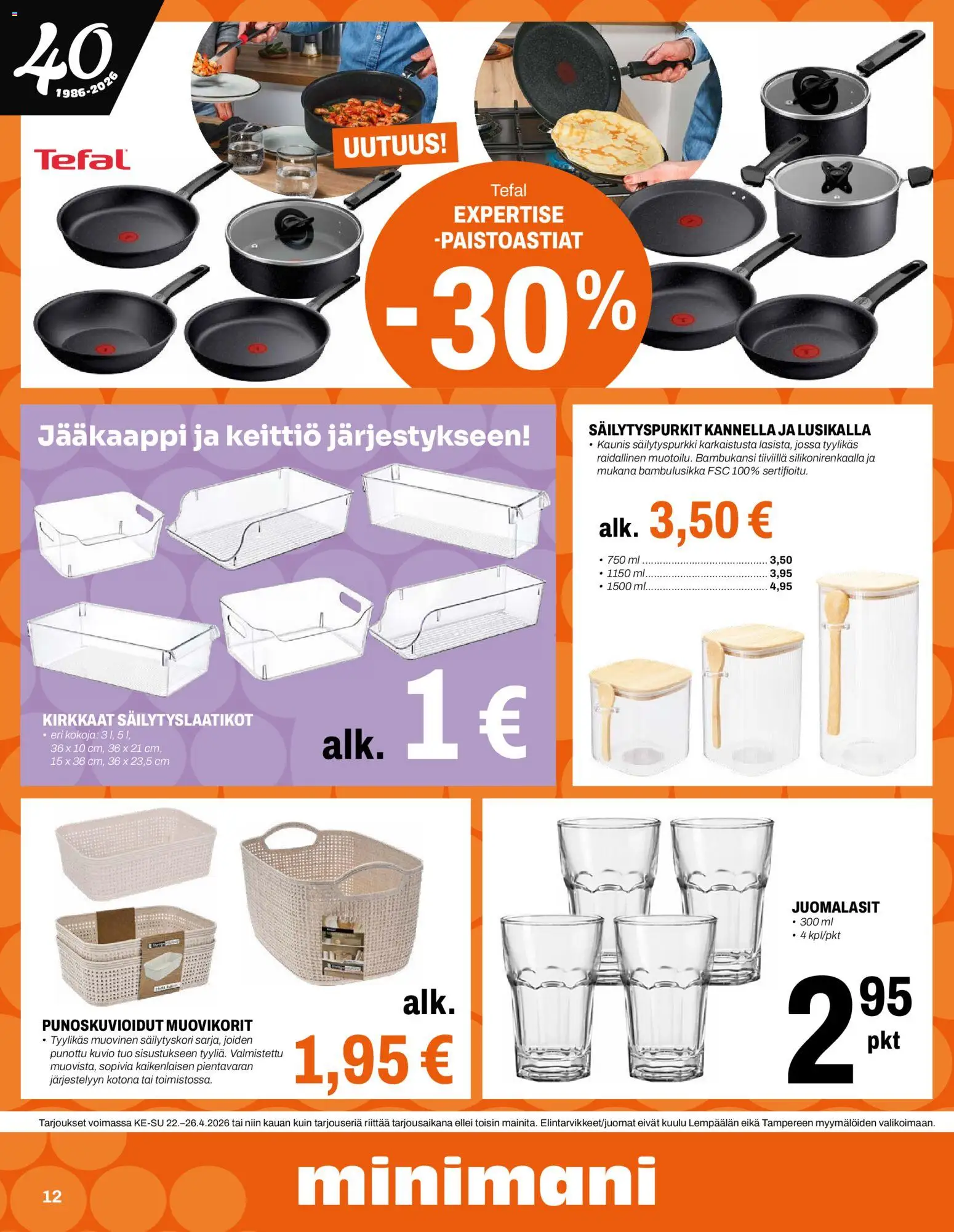 Minimani tarjoukset – voimassa 22.04.2026 alkaen | Sivu: 12 | Tuotteet: Jääkaappi, Säilytyslaatikot, Keittiö