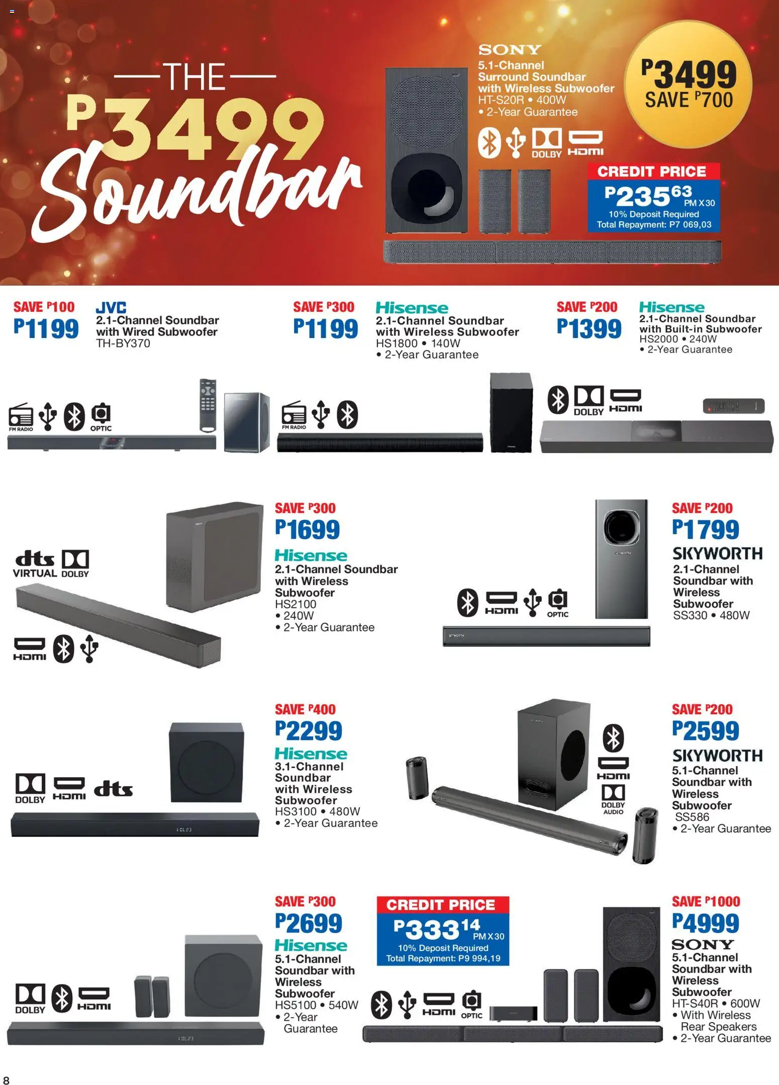 New OK Furniture catalogue – valid from 08.12.2025 | Page: 8 | Products: Audio, Radio, Soundbar, Subwoofer