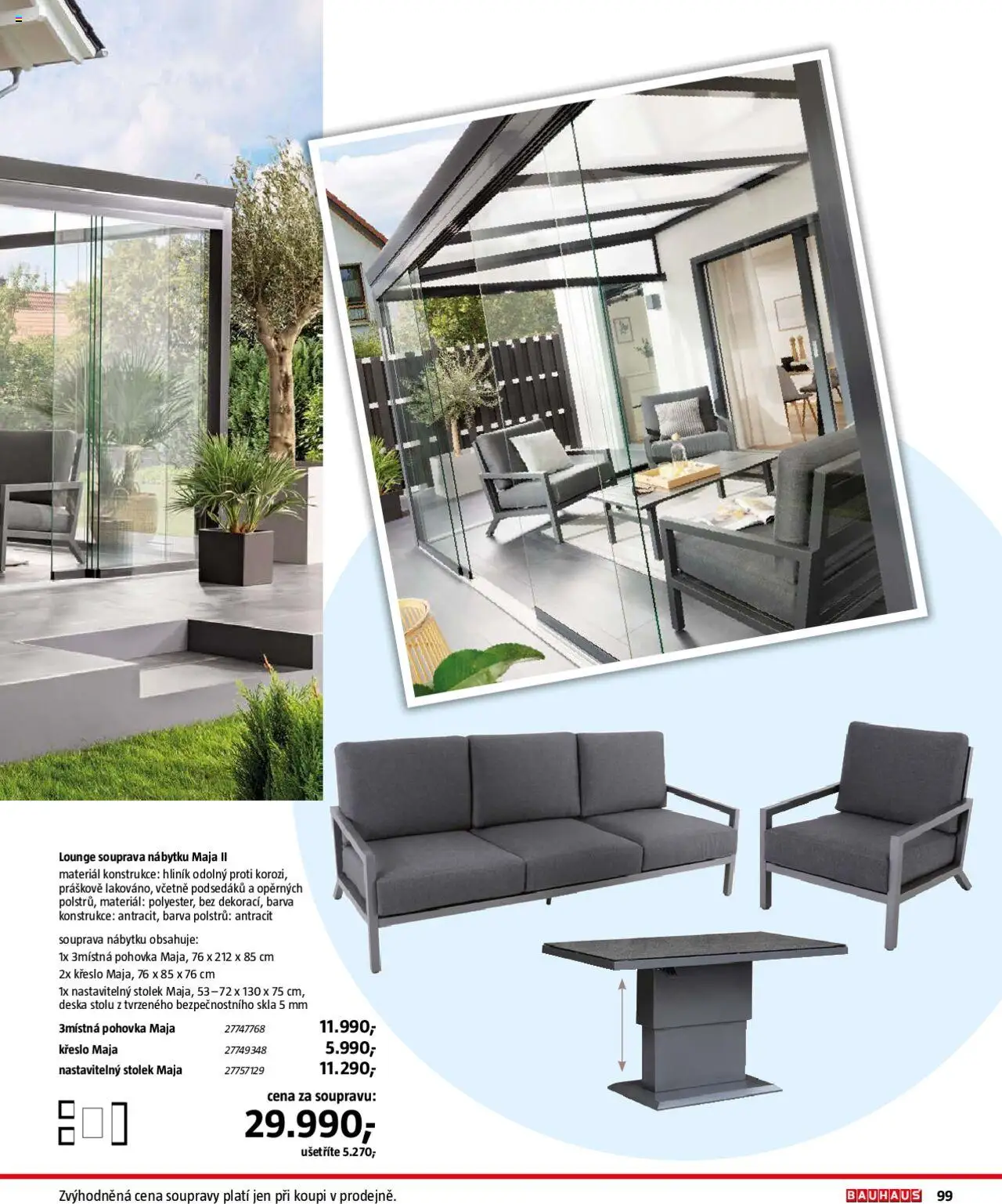 Bauhaus katalog Zahradní nábytek od 01.04.2025 | Strana: 99 | Produkty: Pohovka, Křeslo, Stolek