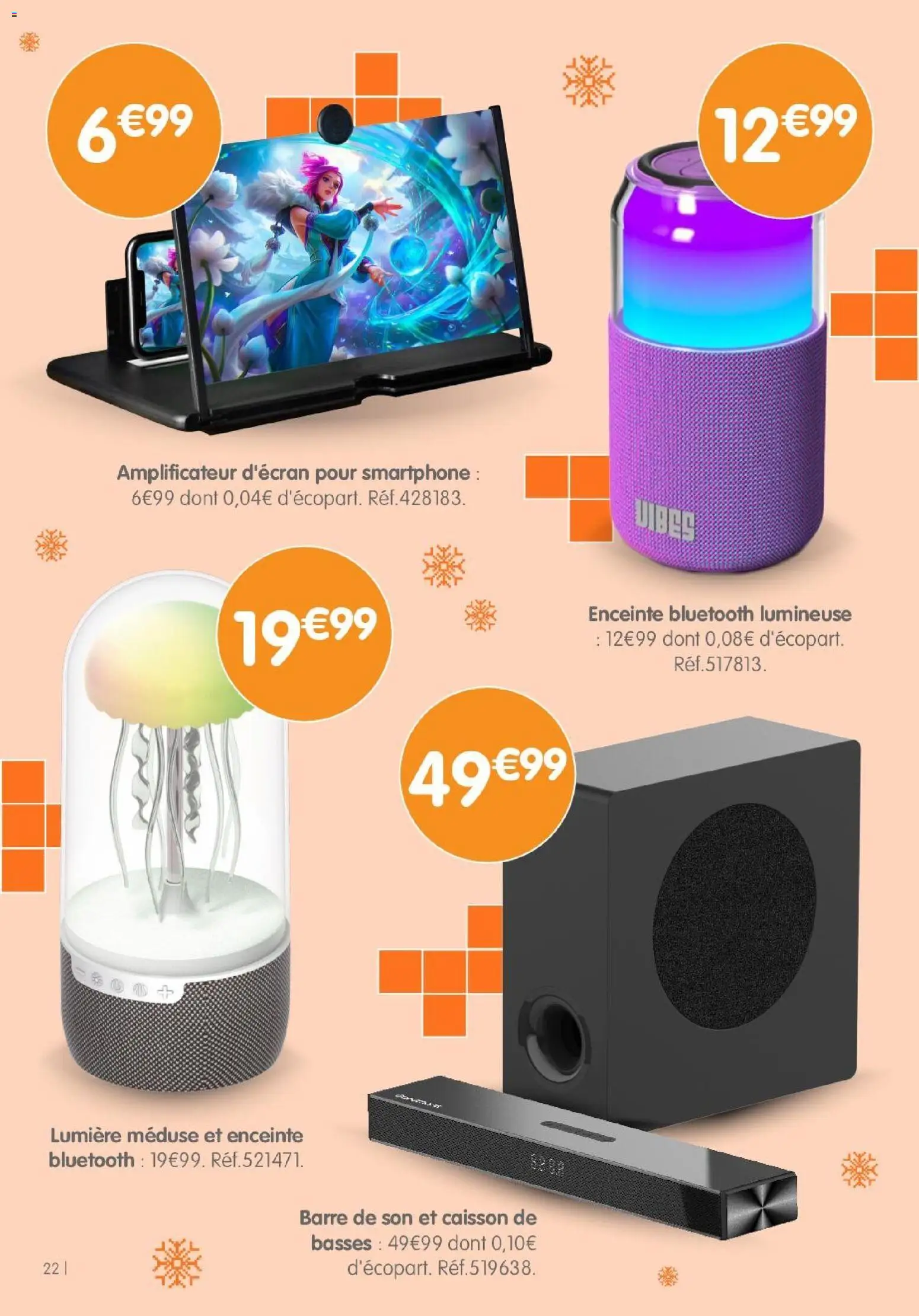 {H1} | Page: 22 | Produits: Smartphone, Enceinte, Enceinte bluetooth, Barre de son