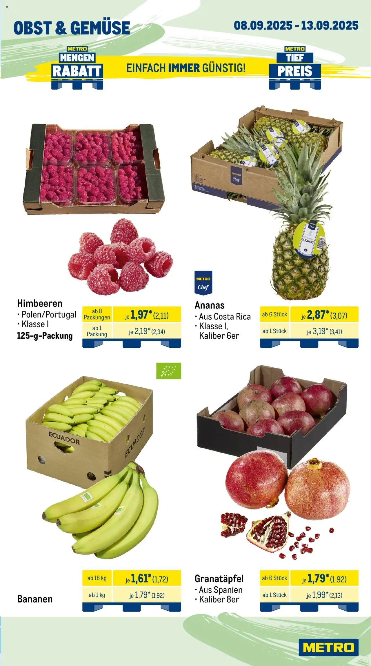 Metro Prospekt 	 – gültig ab 08.09.2025 | Seite: 7 | Produkte: Himbeeren, Granatapfel, Ananas, Gemüse