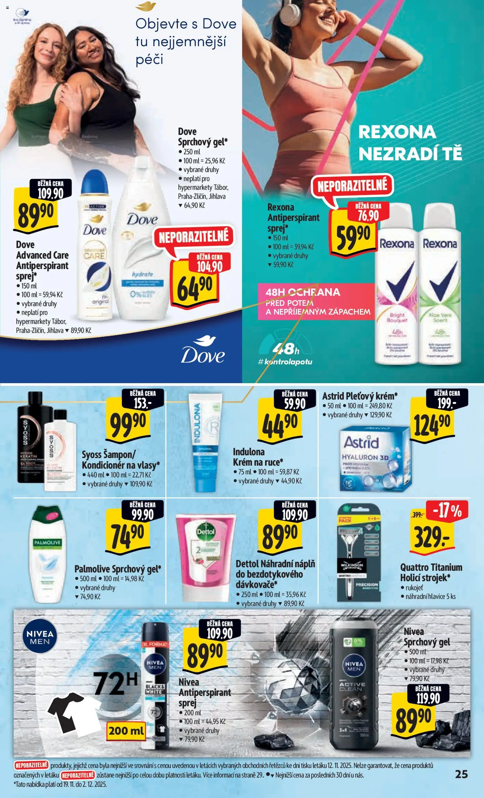 Albert leták - Hypermarket od 19.11.2025 | Strana: 34 | Produkty: Syoss, Sprchový gel, Indulona, Dove
