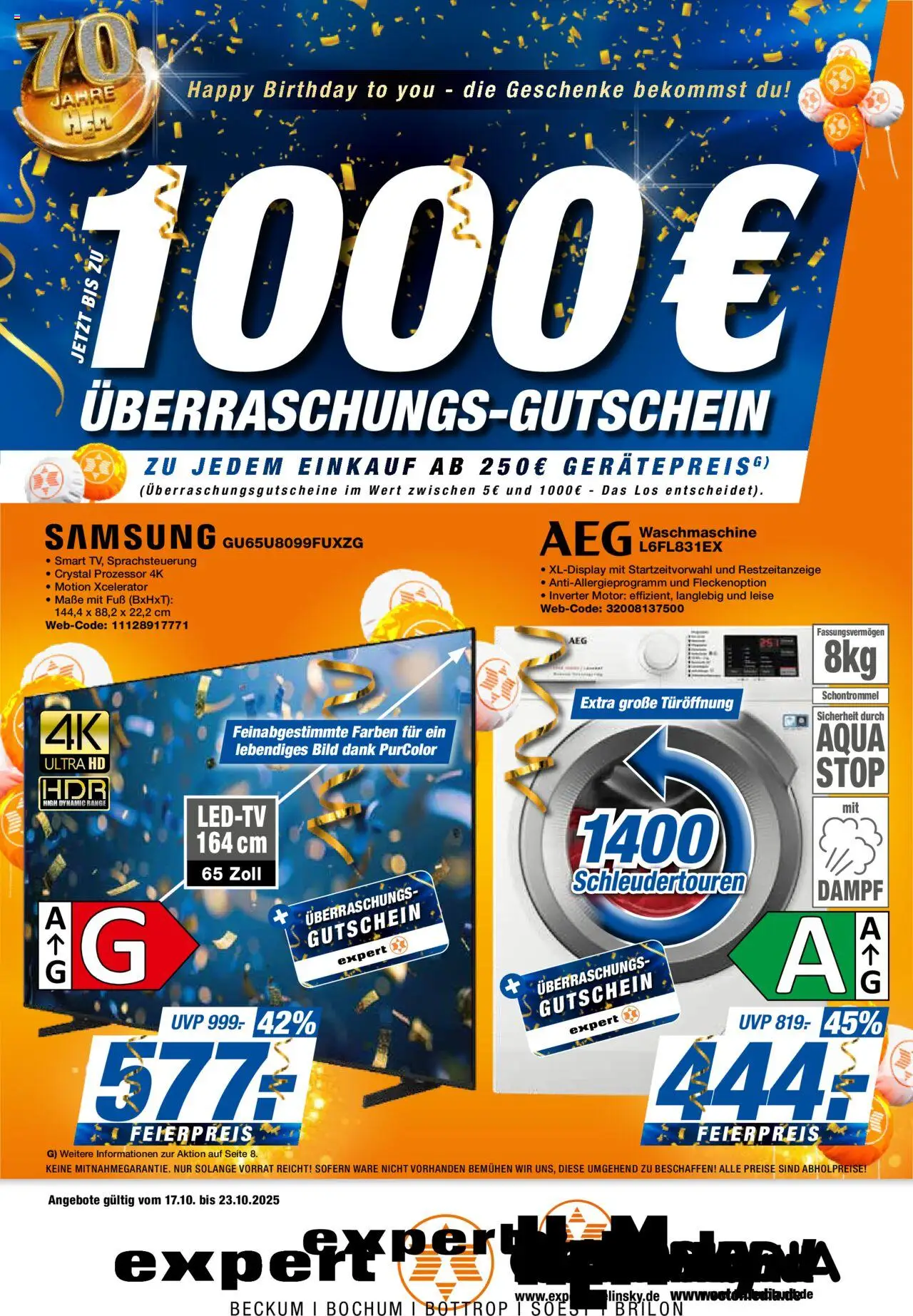 Expert Prospekt 	 – gültig ab 17.10.2025 | Seite: 1 | Produkte: Waschmaschine, Samsung