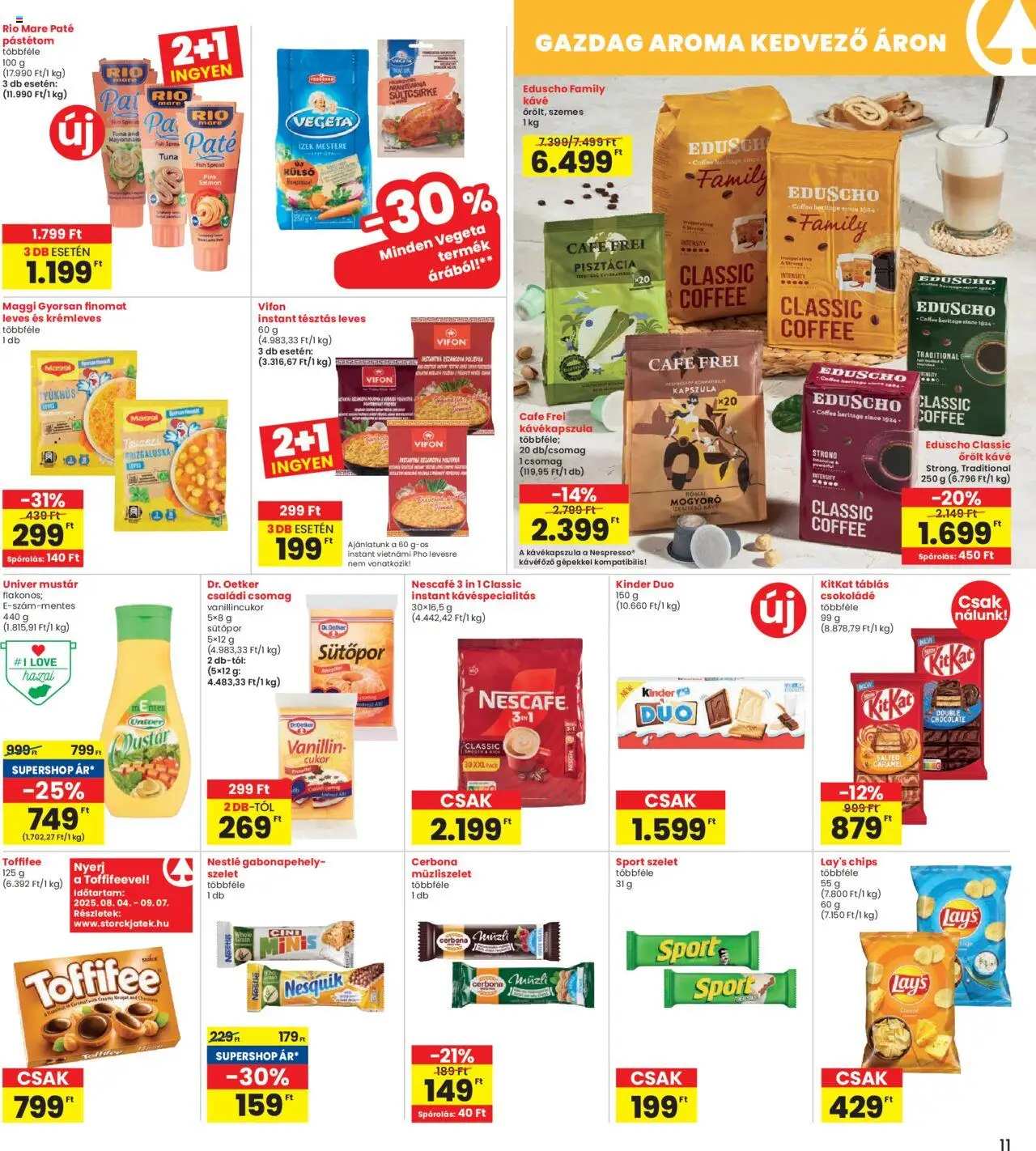 Interspar akciós ujság - amely érvényes a következő dátumtól: 21.08.2025 | Oldal: 11 | Termékek: Nescafé, Vegeta, Sütőpor, Őrölt kávé