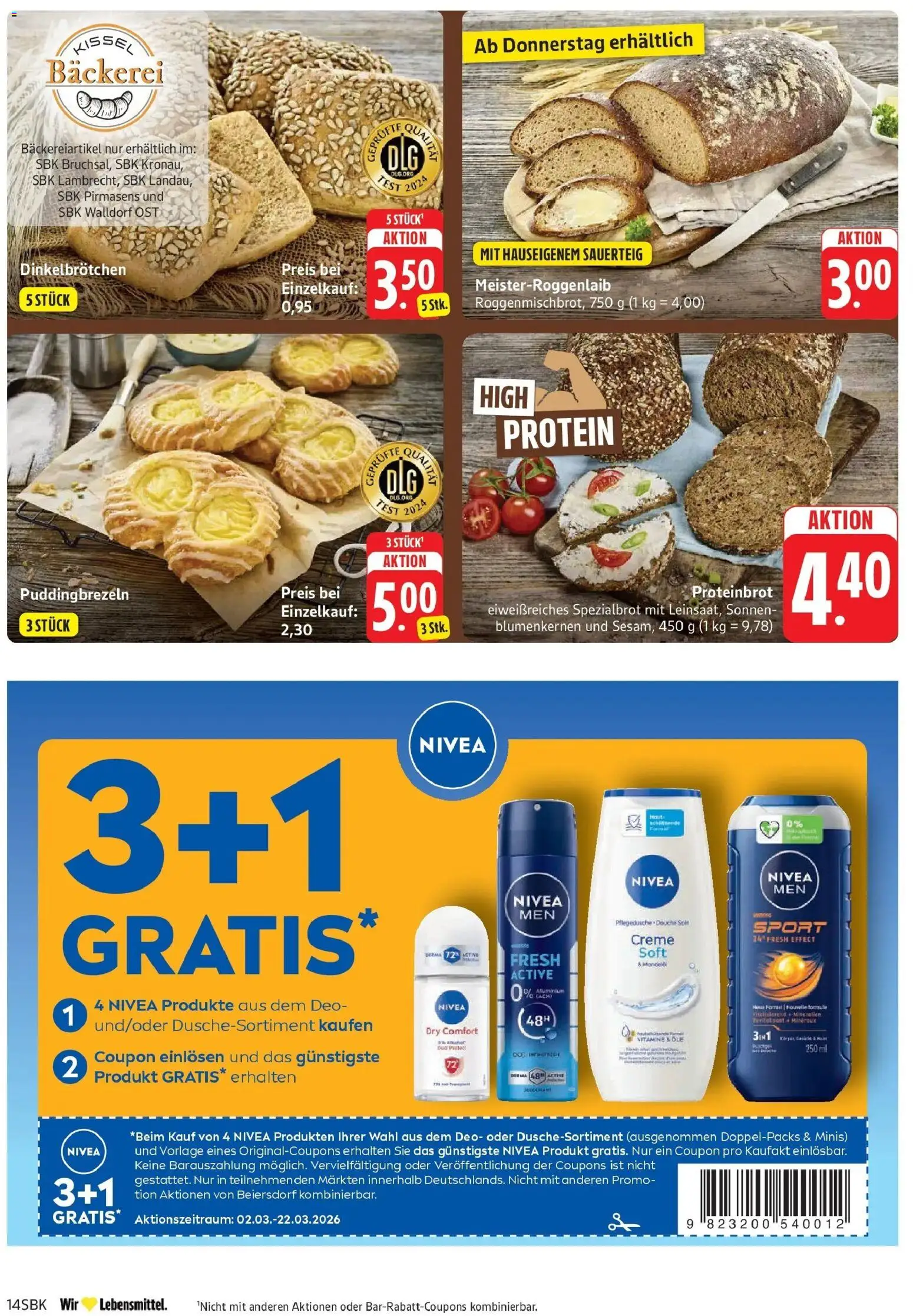 Edeka prospekt Walldorf	 – gültig ab 09.03.2026 | Seite: 14 | Produkte: Bäckerei, Creme, Deodorant, Shower Gel