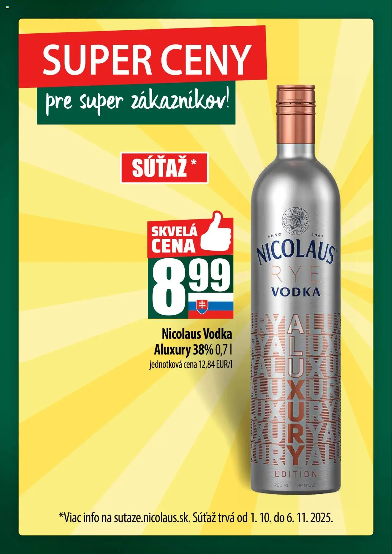 Nové COOP Jednota akcie – leták je platný od 02.10.2025 | Strana: 52 | Produkty: Vodka, Nicolaus vodka