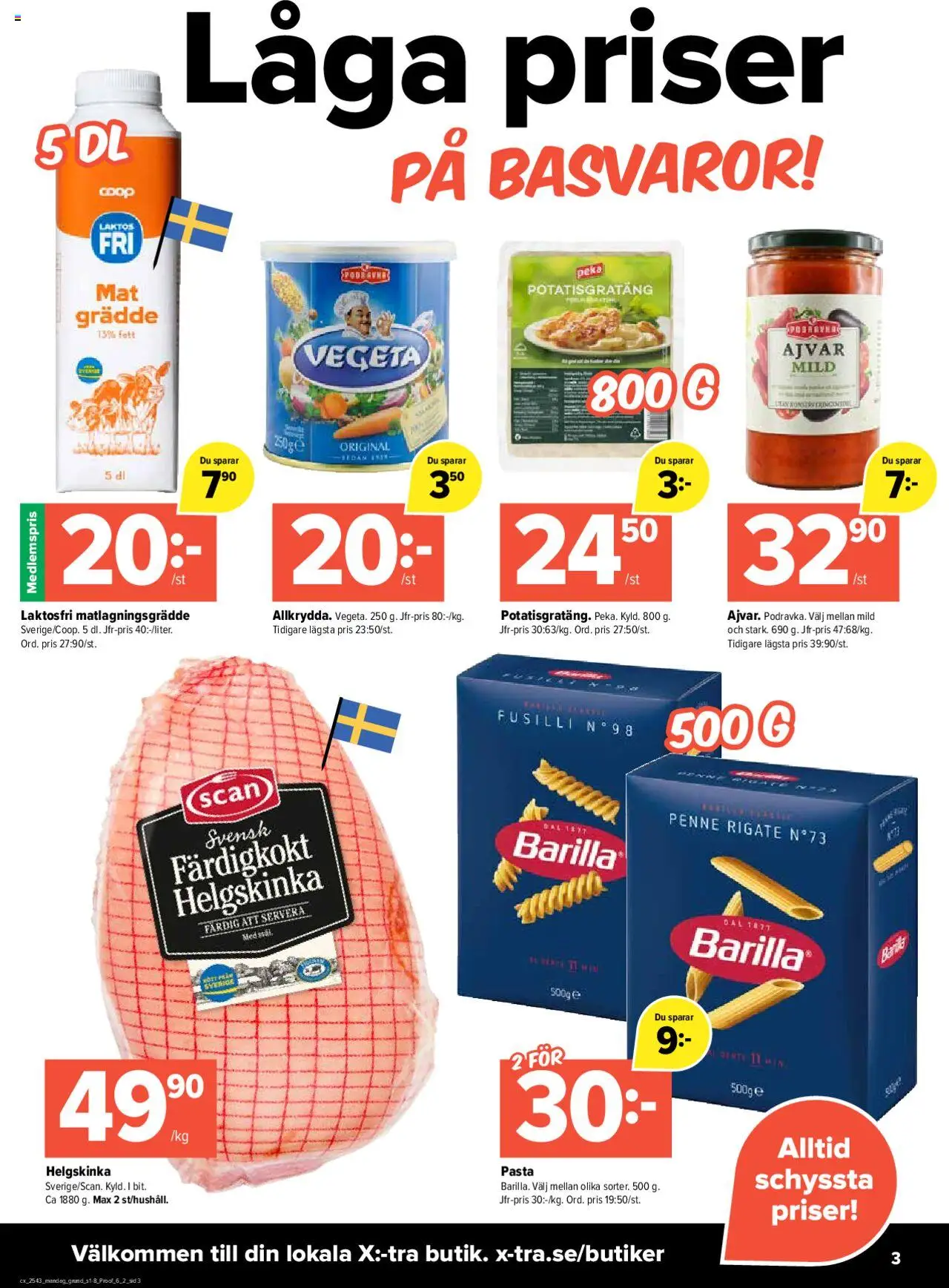 Coop X:-TRA reklamblad aktuell från 20.10.2025 | Sida: 3 | Produkter: Bänk, Potatisgratäng, Pasta, Grädde