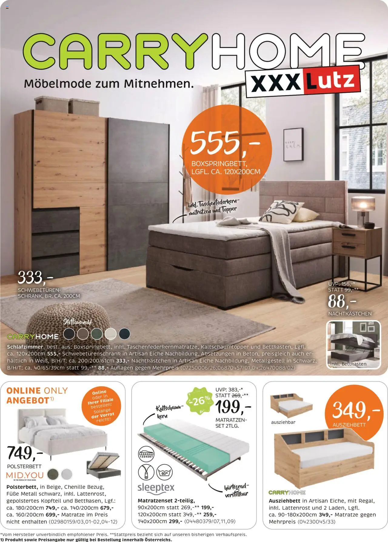 XXXLutz Carry Home gültig ab 21.10.2025 | Seite: 1 | Produkte: Matratze, Lattenrost