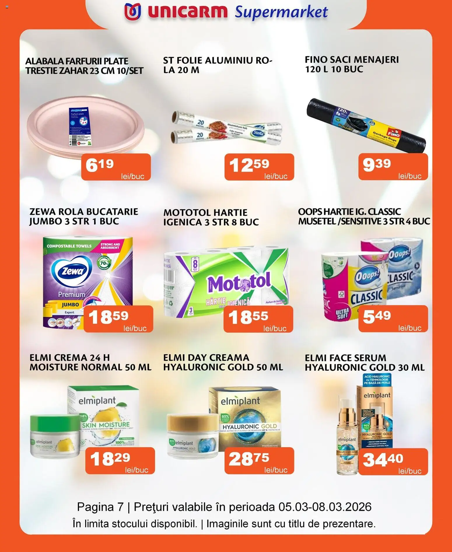 Noul catalog Unicarm – valabil de la 05.03.2026 | Pagină: 9 | Produse: Salam, Șuncă, Pizza, Cârnați