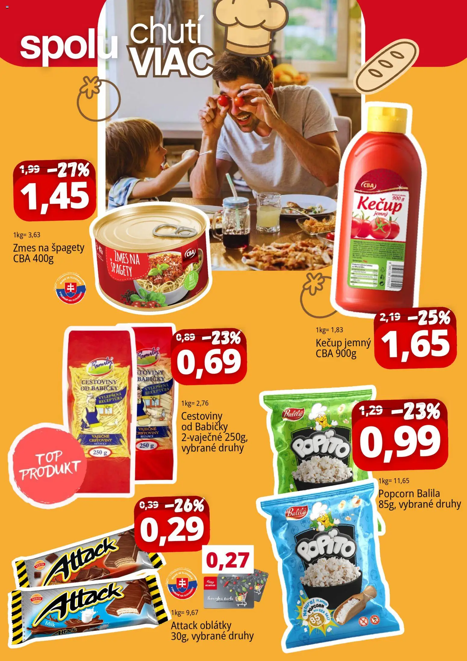 Nové CBA Komfos akcie – leták je platný od 20.02.2026 | Strana: 3 | Produkty: Cestoviny, Rezance, Kečup, Špagety