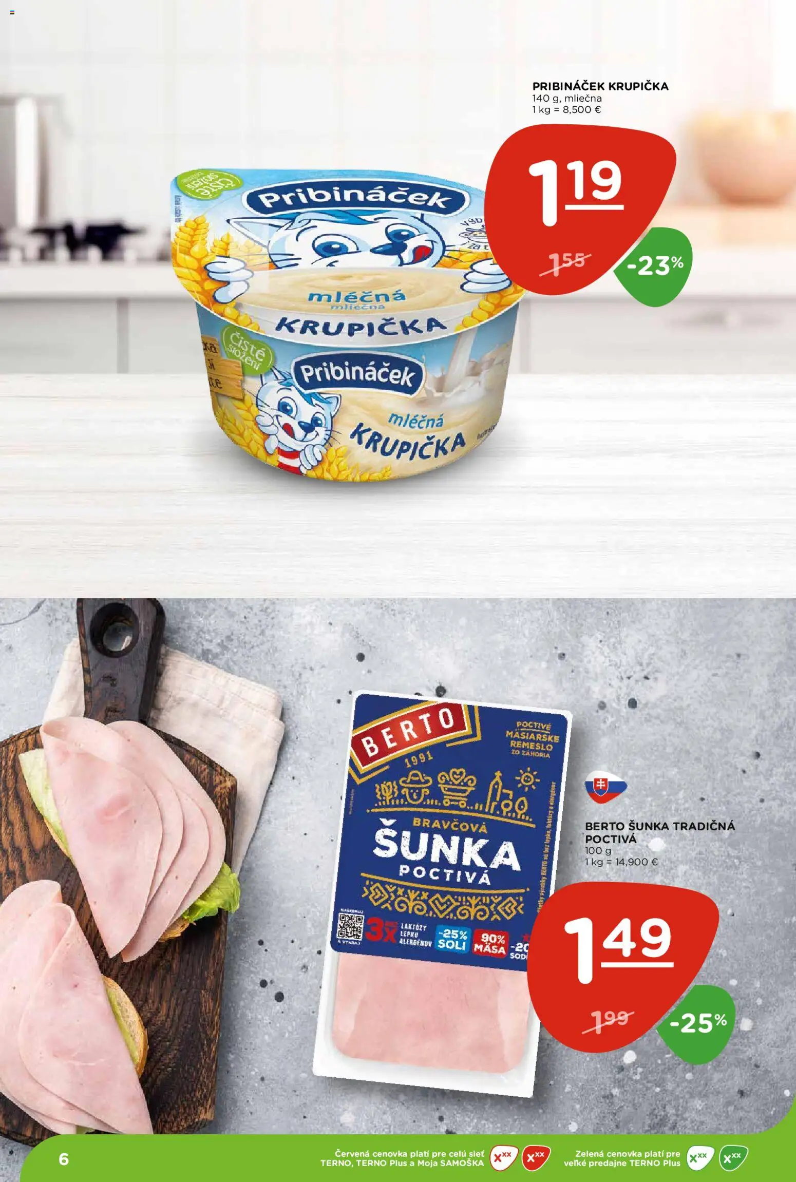 Nové Terno akcie – leták je platný od 05.03.2026 | Strana: 6 | Produkty: Šunka