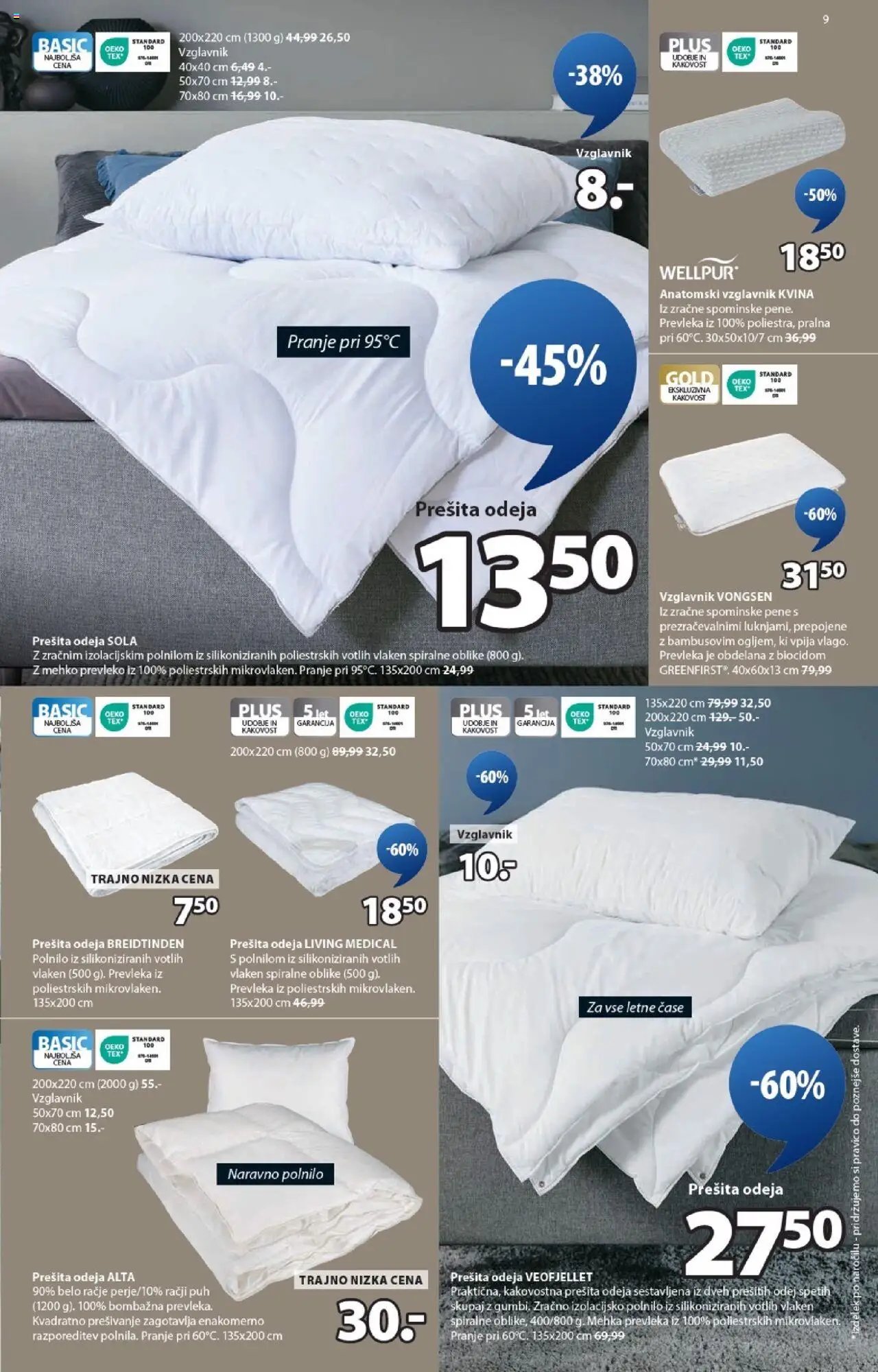 JYSK katalog │ velja od 20.08.2025 | Stran: 9 | Izdelki: Prešita odeja, Vzglavnik, Prevleka, Odeja