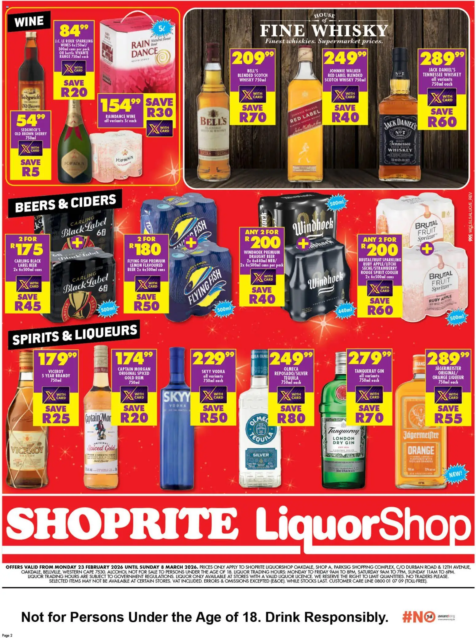 New Shoprite catalogue – valid from 23.02.2026 | Page: 2 | Products: Rum, Gin, Fruit, Lemon