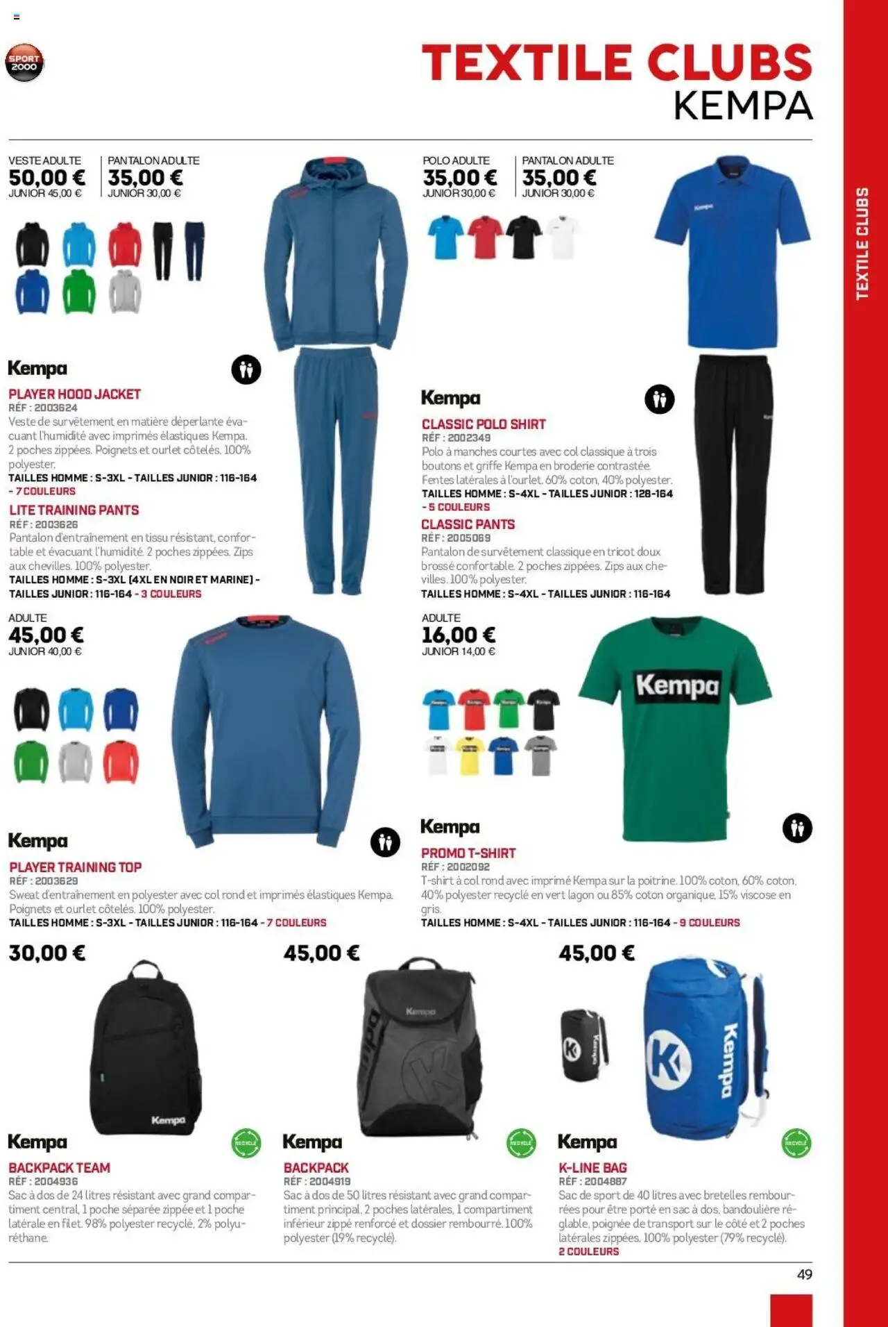 {H1} | Page: 49 | Produits: Brosse, Élastiques, Veste, Pantalon