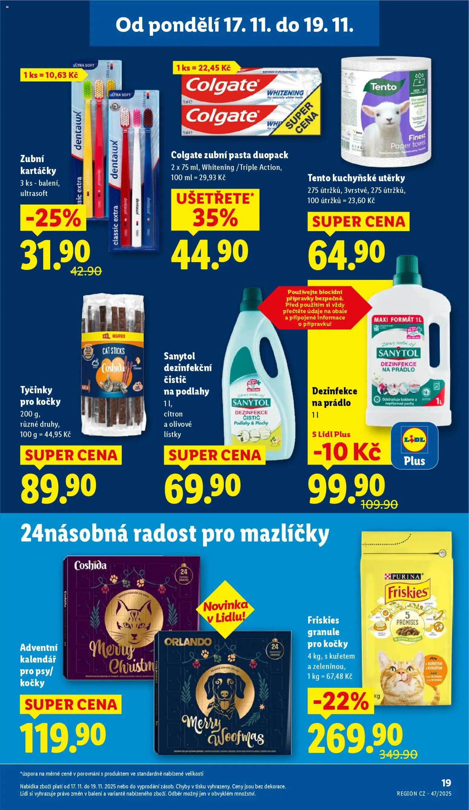 Lidl Black Friday od 17.11.2025 | Strana: 24 | Produkty: Zubní pasta, Adventní kalendář, Granule pro kočky, Friskies granule