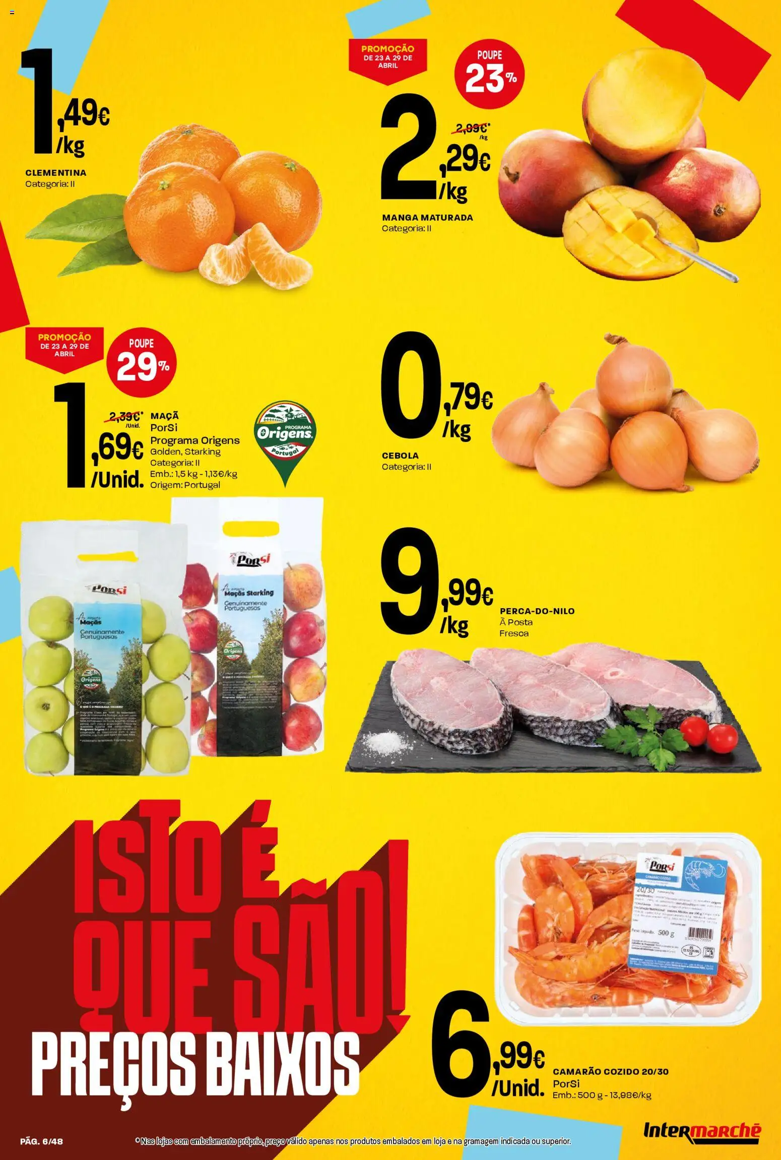 Intermarché folheto │ válido de 23.04.2026 | Página: 6 | Produtos: Camarão, Cebola, Maça, Maçãs
