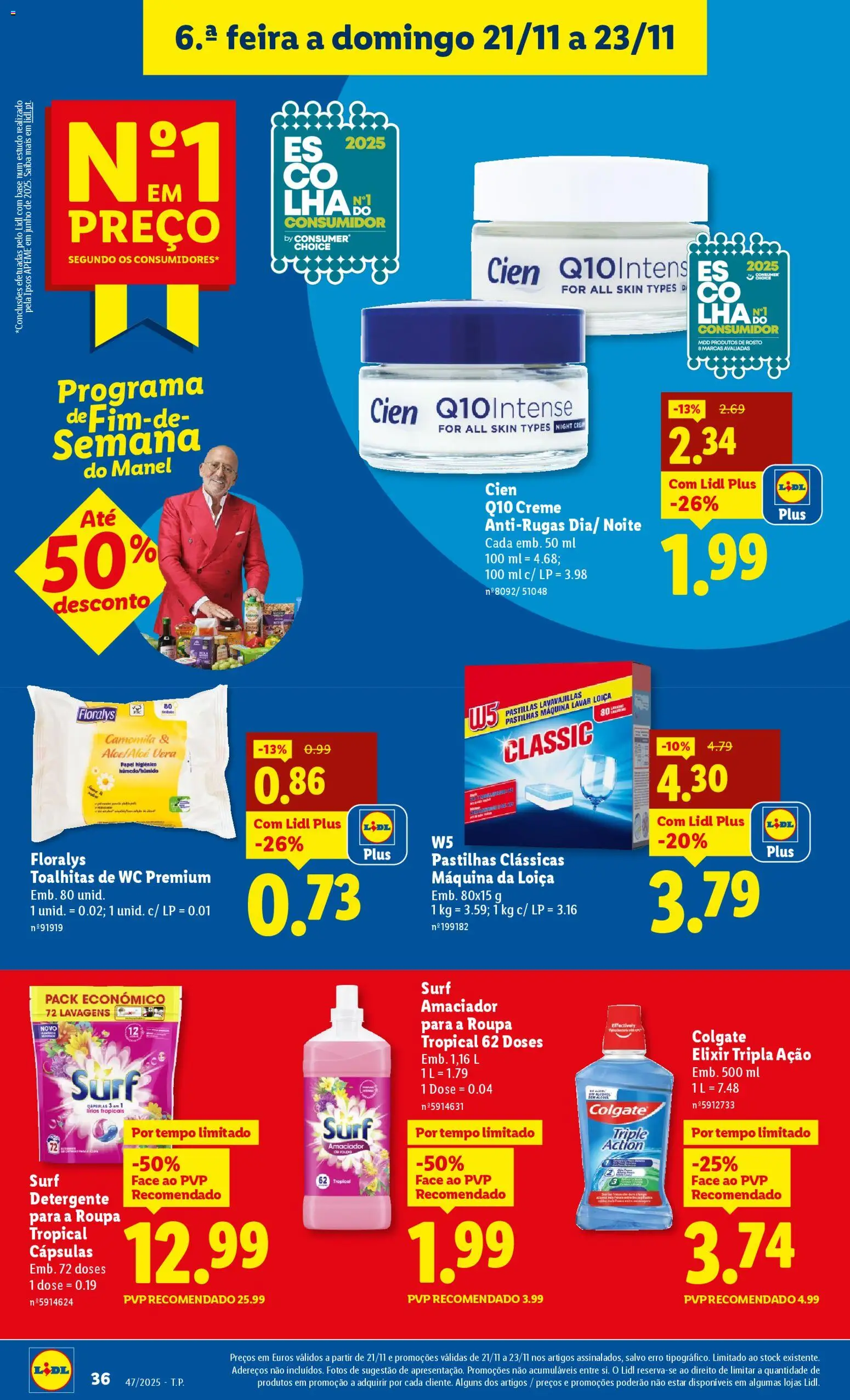 Lidl folheto │ válido de 17.11.2025 | Página: 36 | Produtos: Papel higiénico, Detergente, Creme