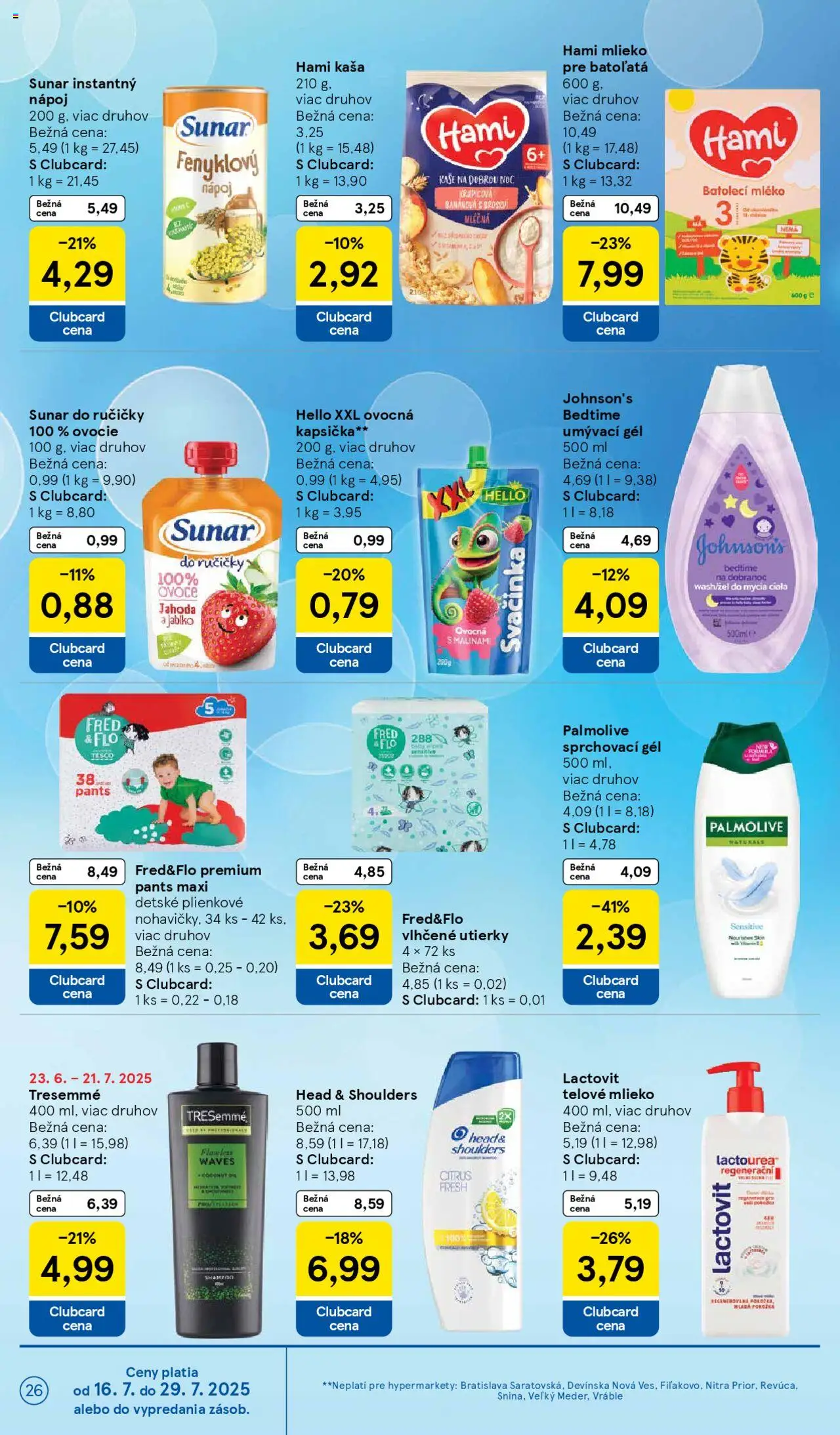 Tesco Hypermarket - leták │ platný od 16.07.2025 | Strana: 26 | Produkty: Telové mlieko, Head & Shoulders, Lactovit, Ovocie