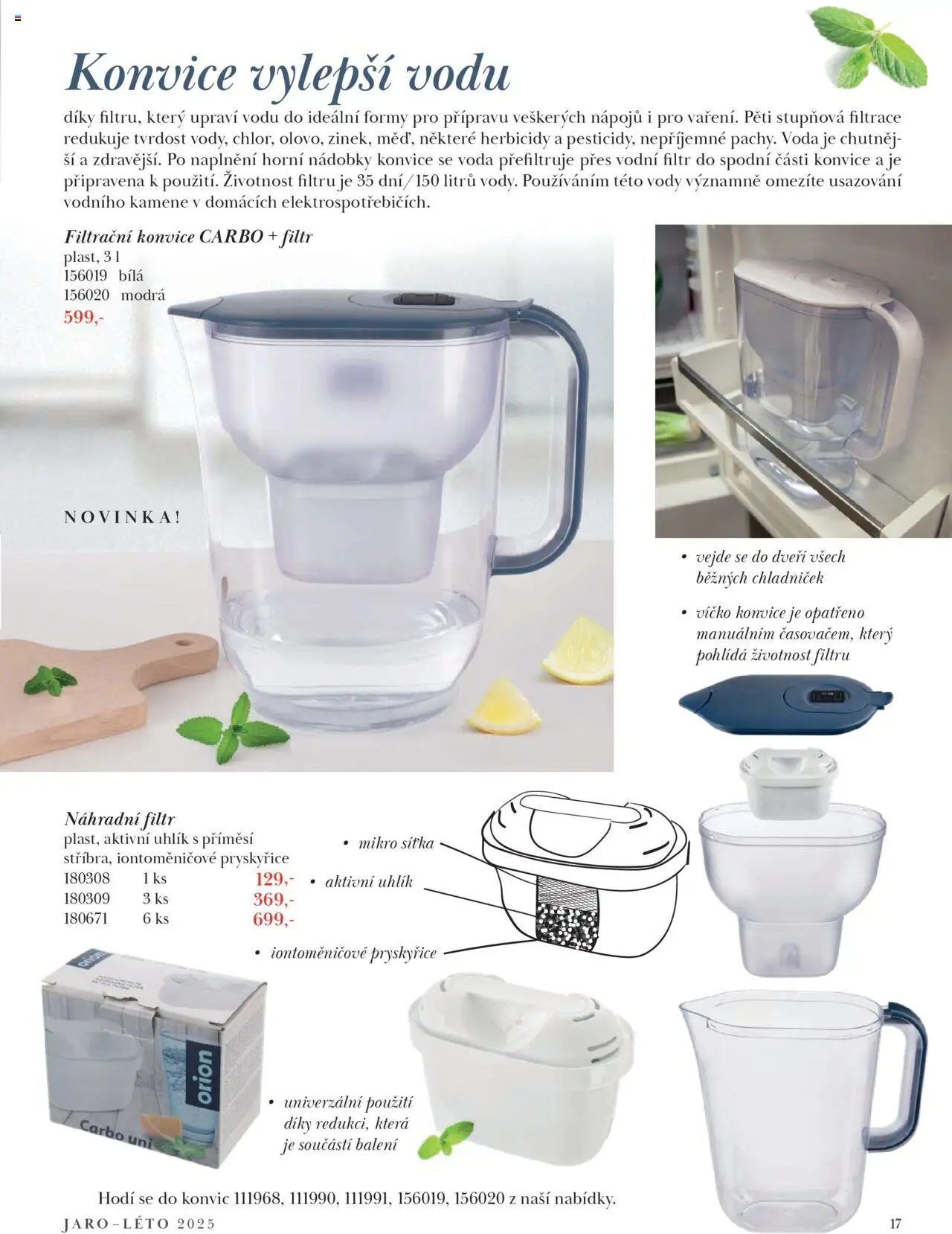 Orion katalog - Magazín Jaro/Léto 2025 od 21.03.2025 | Strana: 17 | Produkty: Voda, Filtrační konvice, Konvice