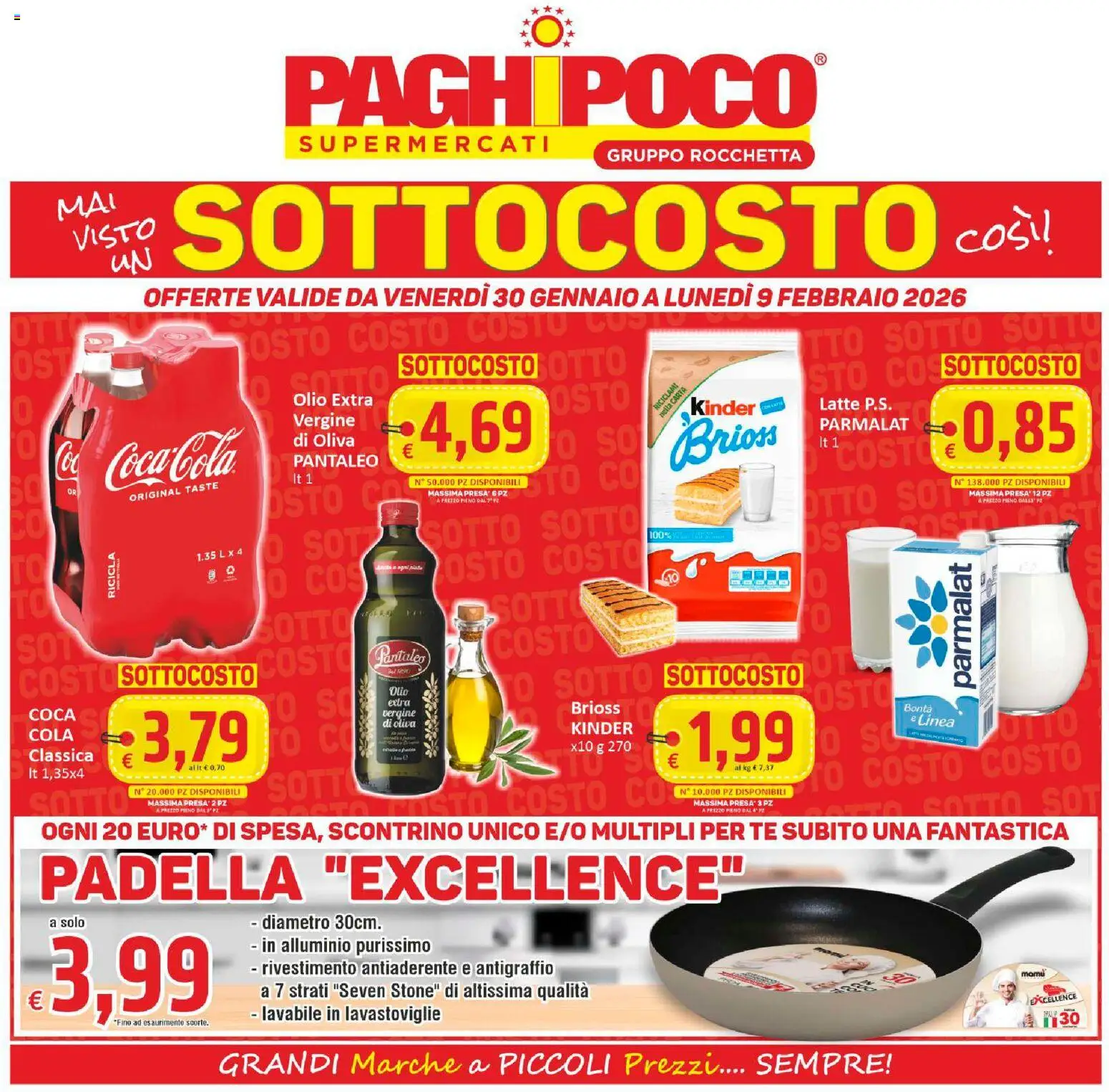 Volantino Paghi Poco del 30.01.2026 | Pagina: 1 | Prodotti: Tè, Olio, Olio extra vergine, Presa