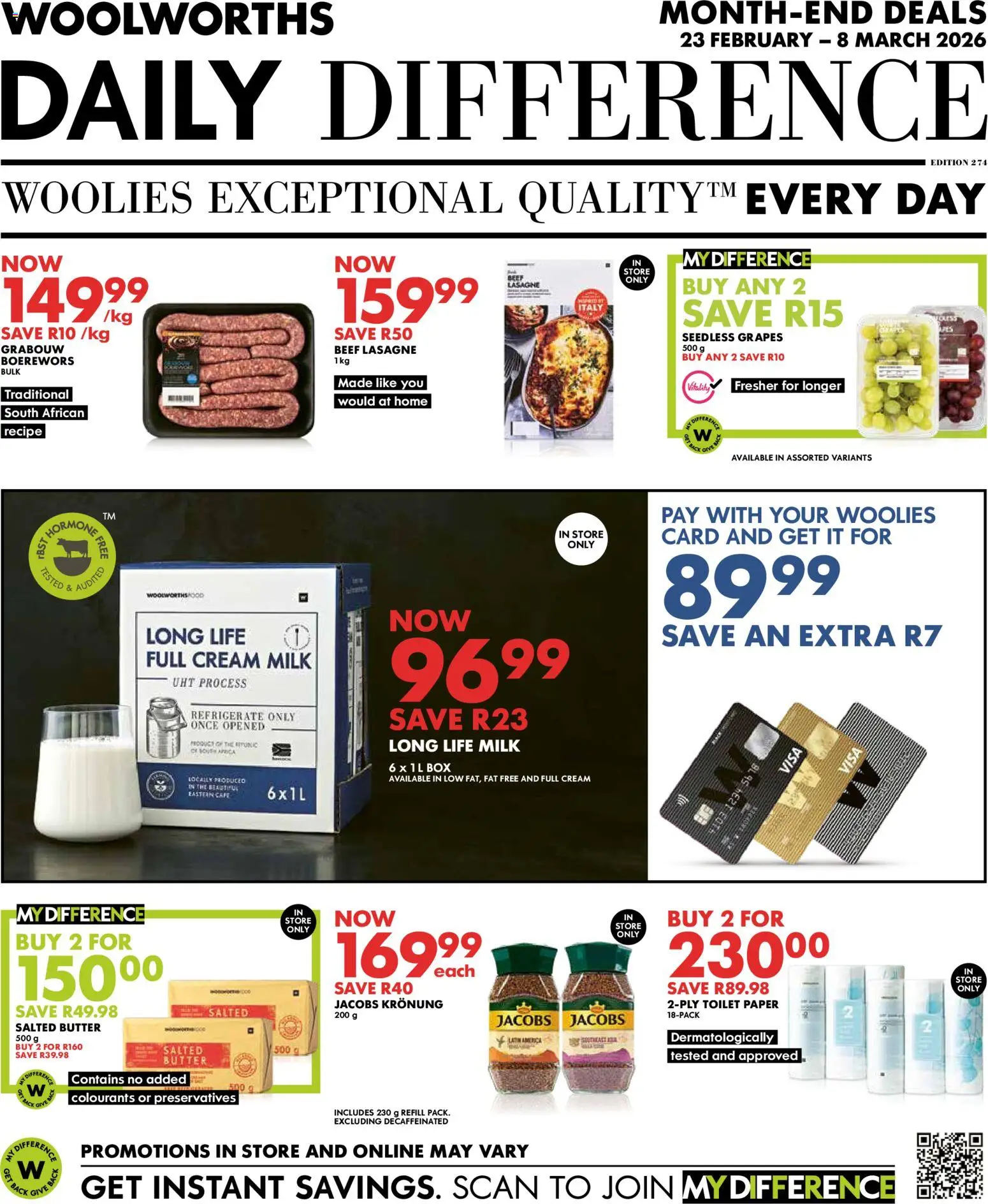 New Woolworths catalogue – valid from 23.02.2026 | Page: 1 | Products: Toilet, Milk, Cream, Toilet paper