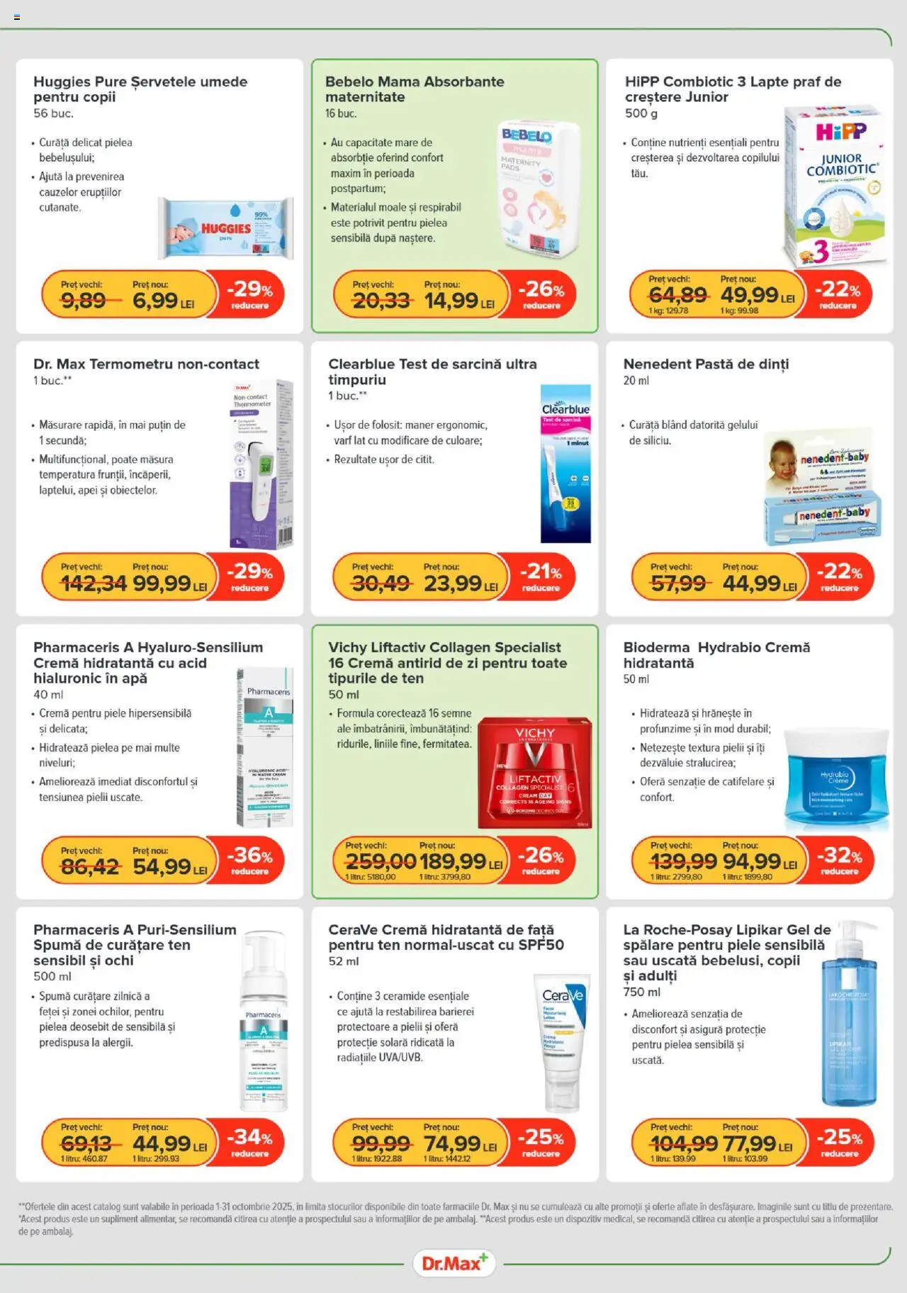 Noul catalog Dr.Max – valabil de la 01.10.2025 | Pagină: 7 | Produse: Mâner, Protecție solară, Șervețele umede, Apă